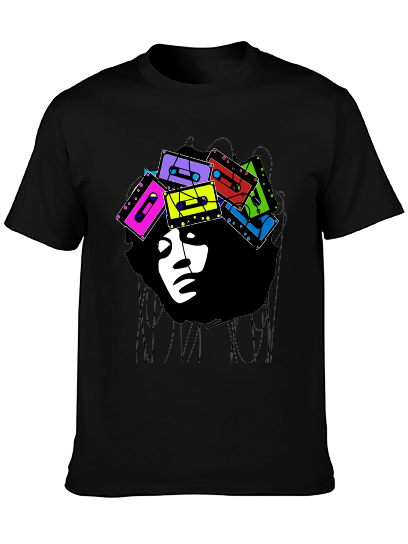 Retro Cassette Afro Graphic Tee - Stylish & Unique