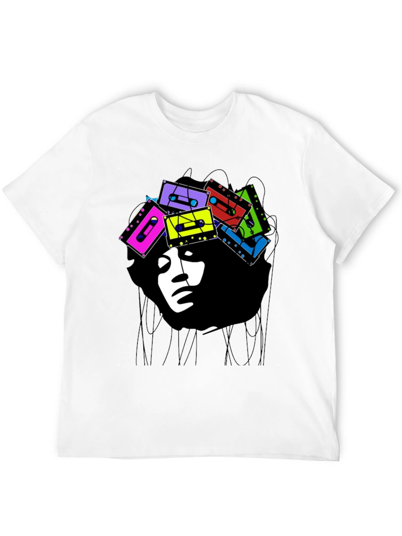 Retro Cassette Afro Graphic Tee - Stylish & Unique