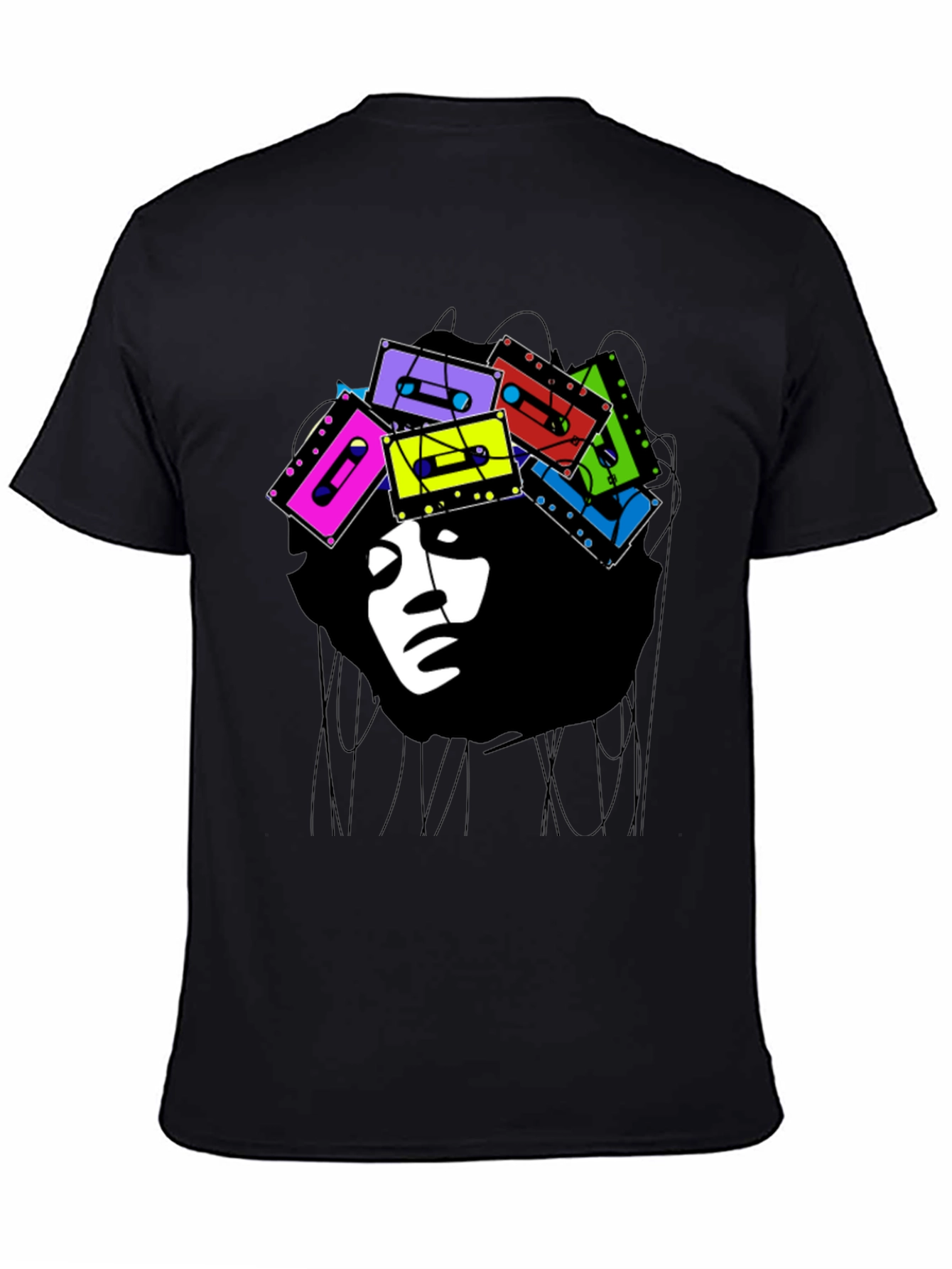 Retro Cassette Afro Graphic Tee - Stylish & Unique