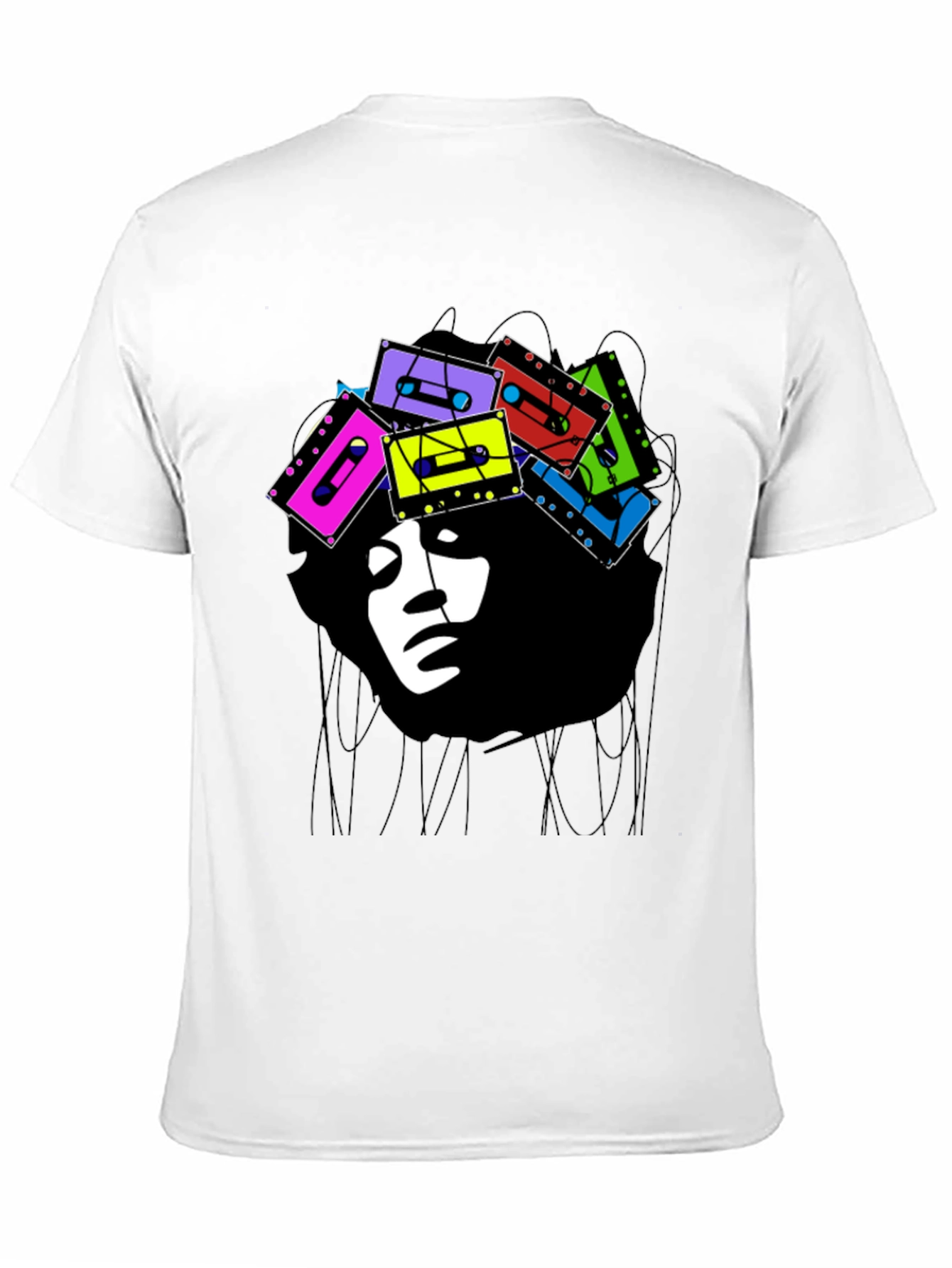 Retro Cassette Afro Graphic Tee - Stylish & Unique