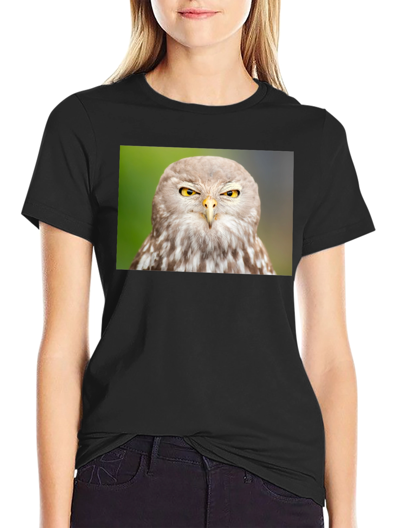 Owl Graphic Tee - Mens Black Cotton T-Shirt