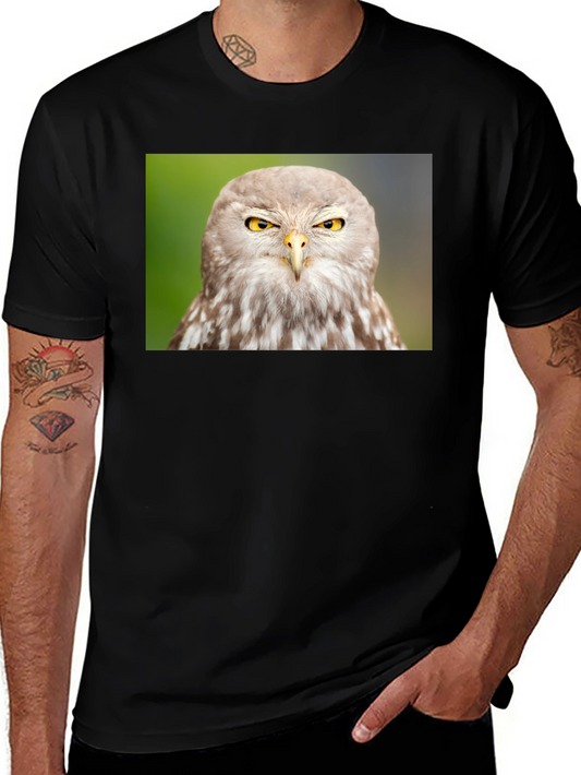 Owl Graphic Tee - Mens Black Cotton T-Shirt