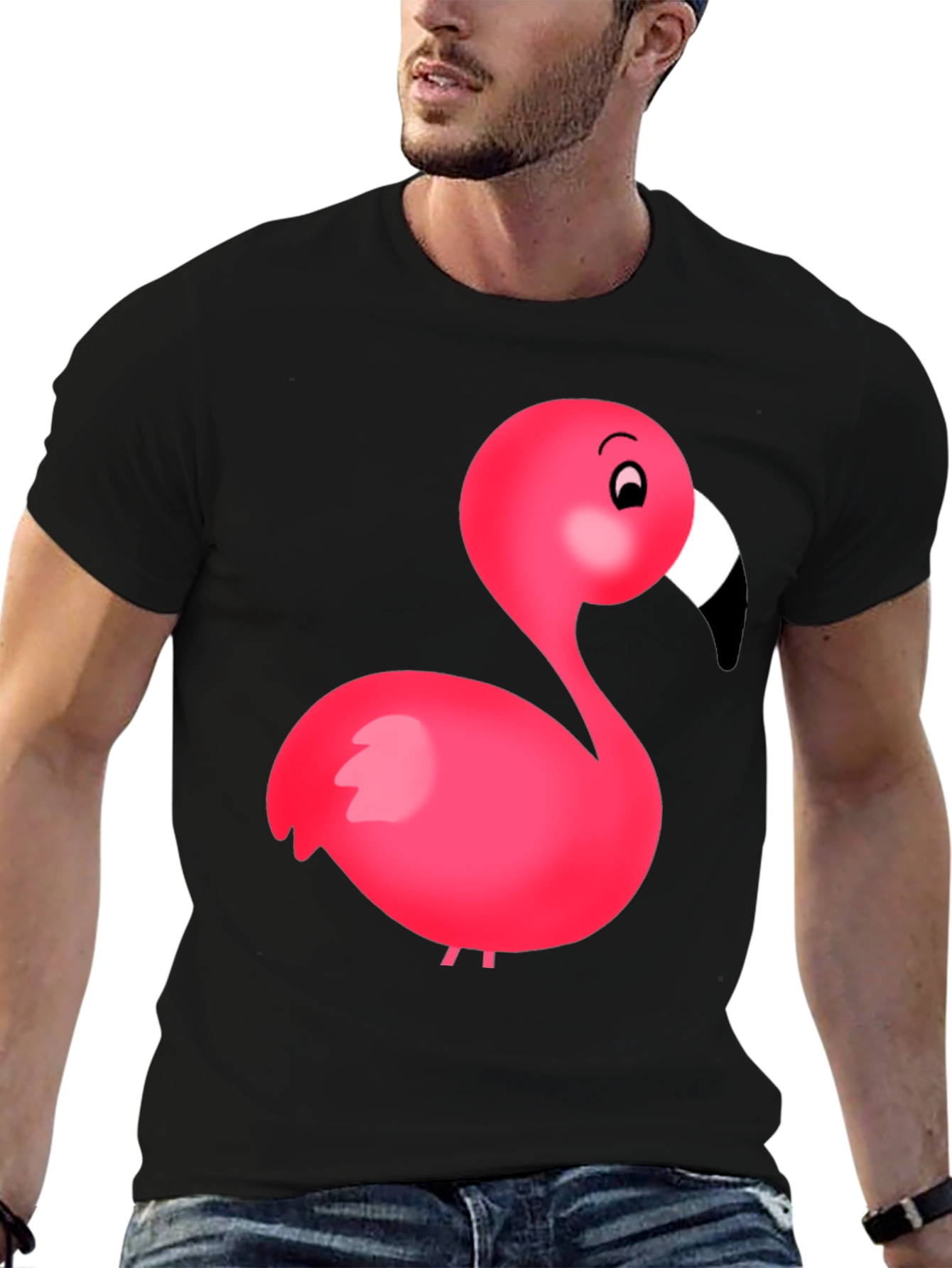 Flamingo Graphic Tee - Black Cotton Blend