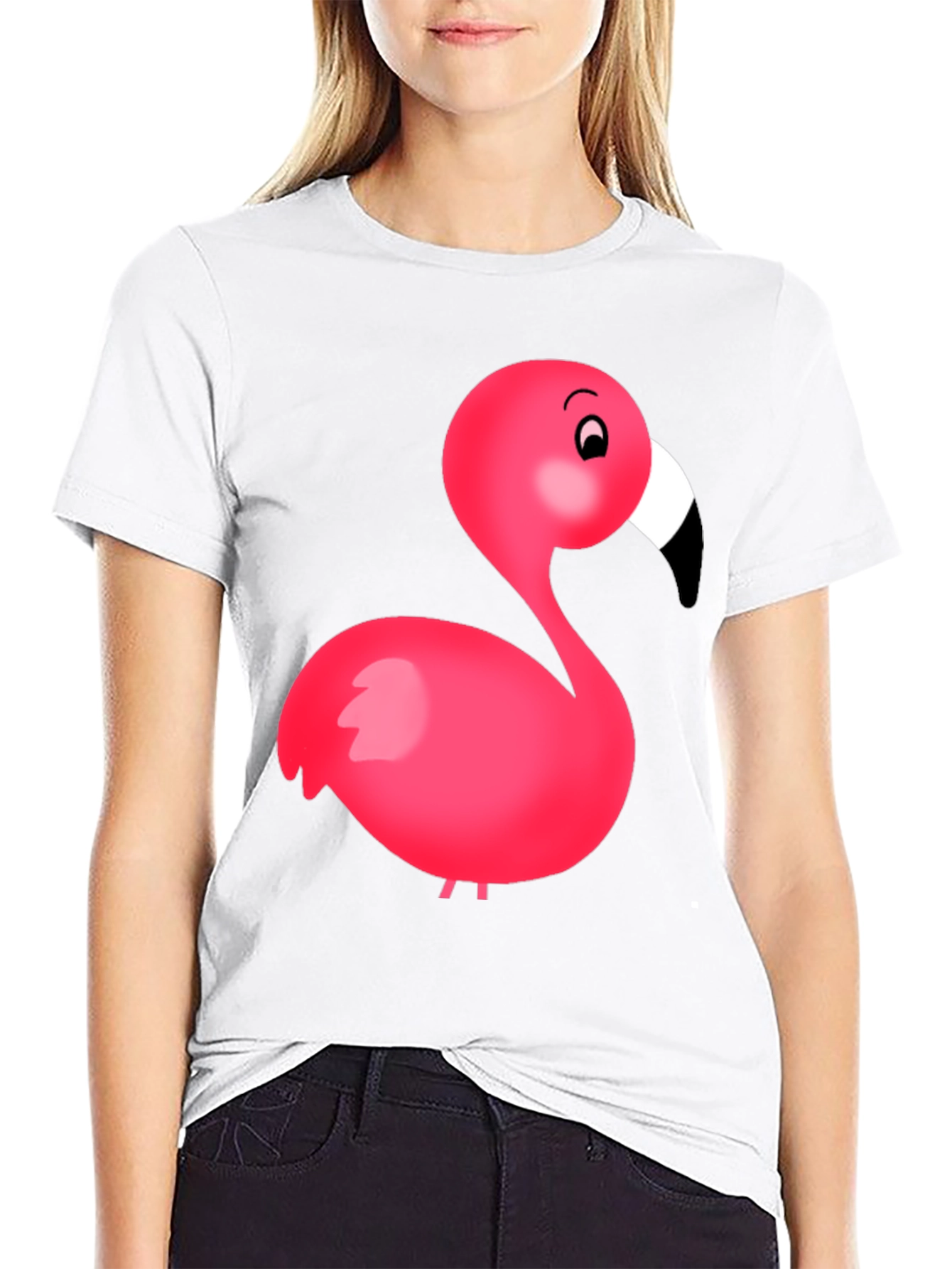 Flamingo Graphic Tee - Black Cotton Blend