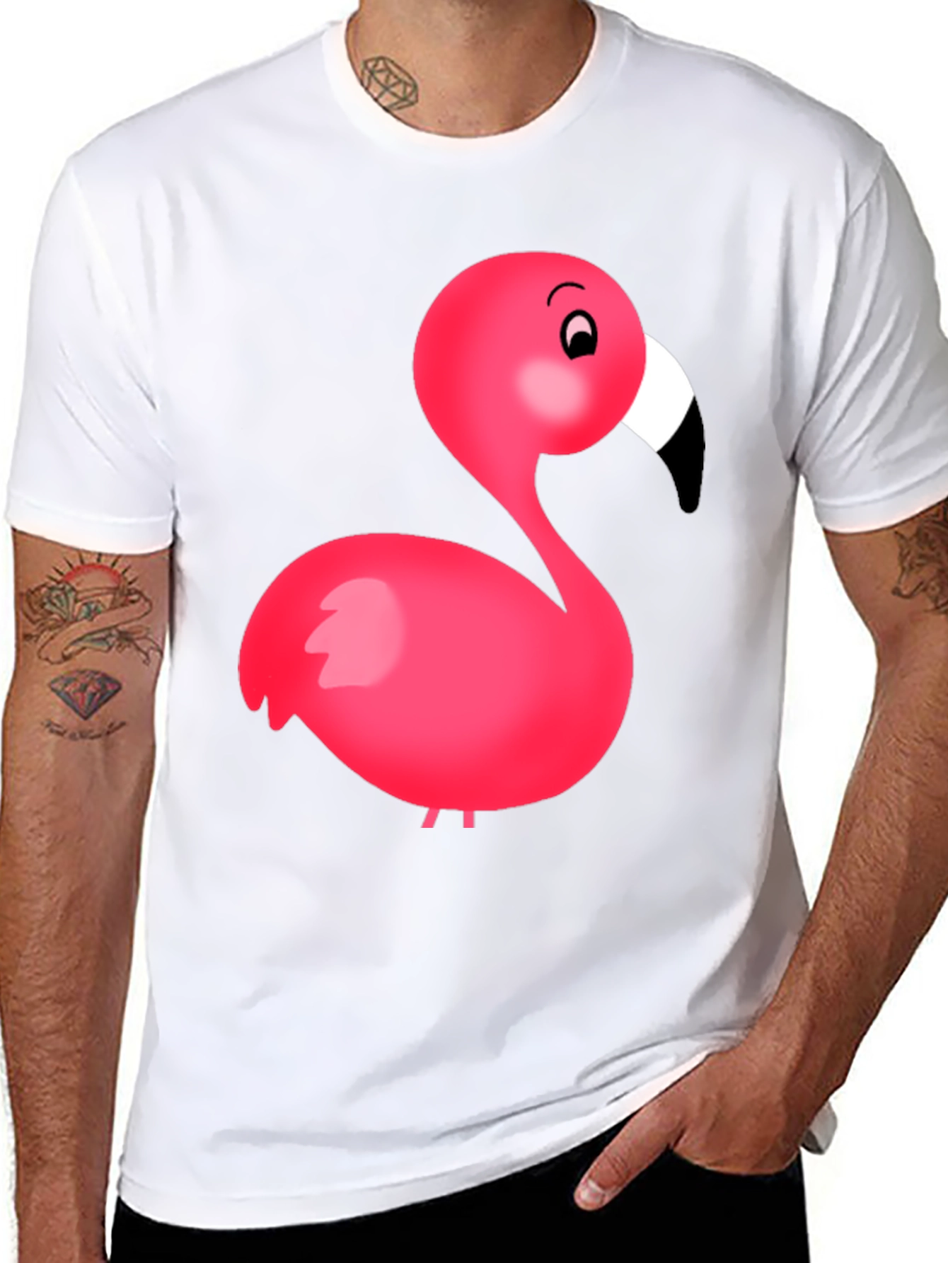 Flamingo Graphic Tee - Black Cotton Blend