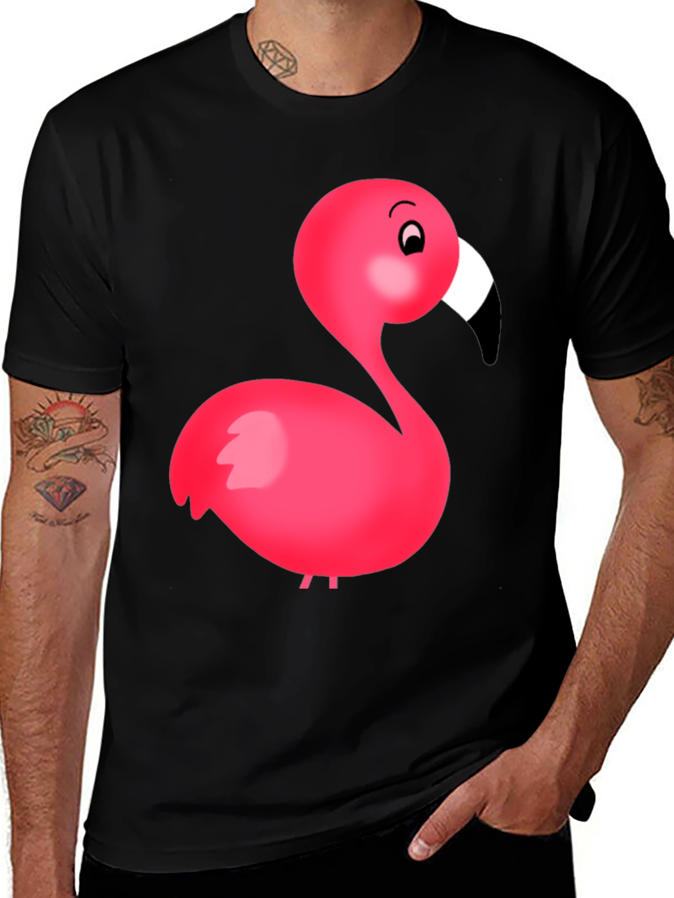 Flamingo Graphic Tee - Black Cotton Blend