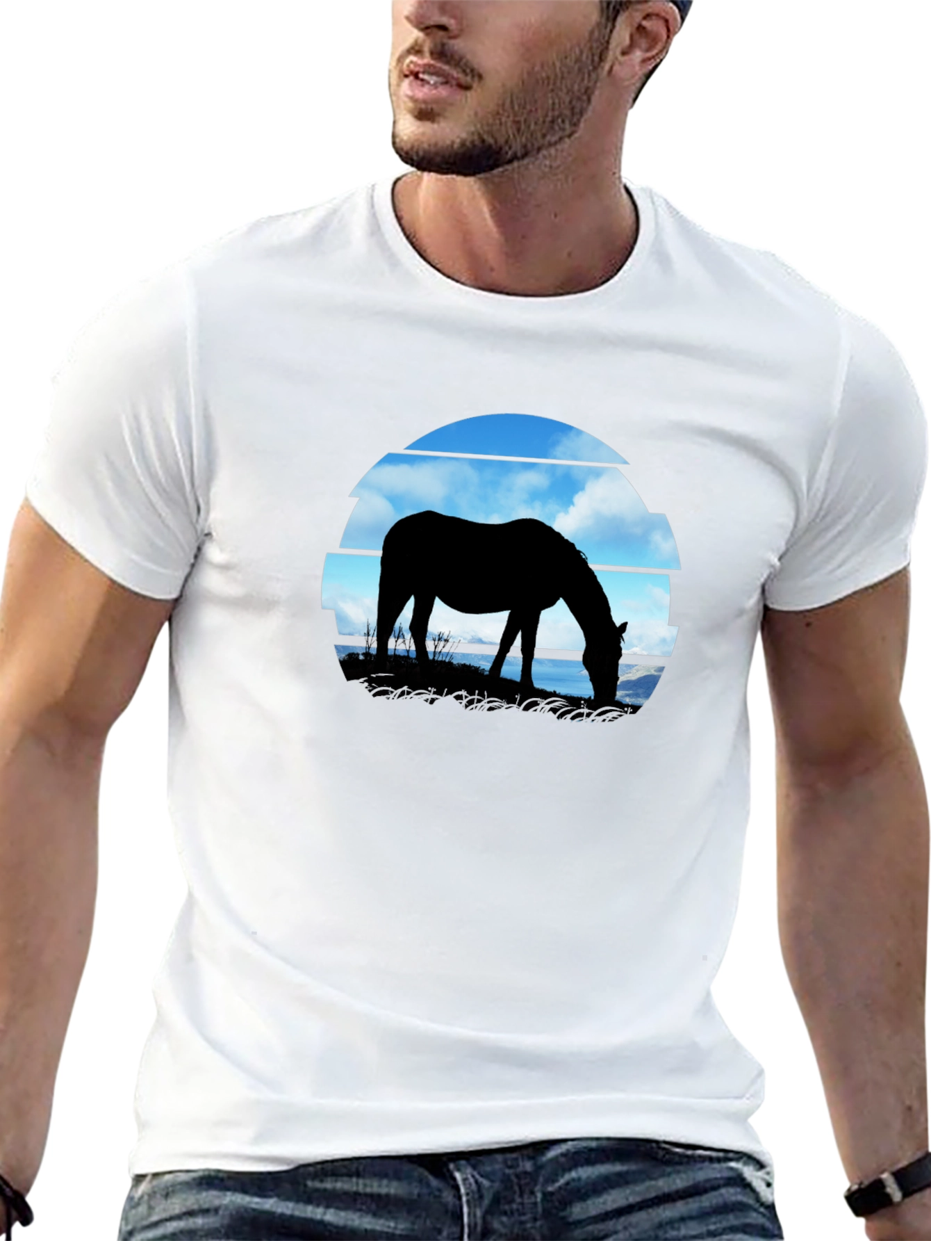 Horse Silhouette Graphic Tee - Nature Inspired Shirt