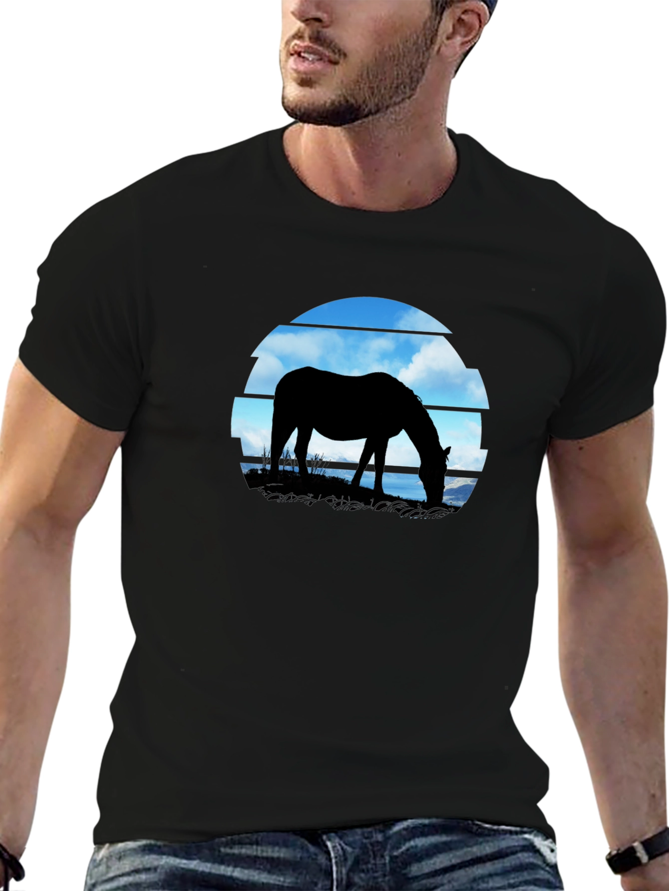 Horse Silhouette Graphic Tee - Nature Inspired Shirt