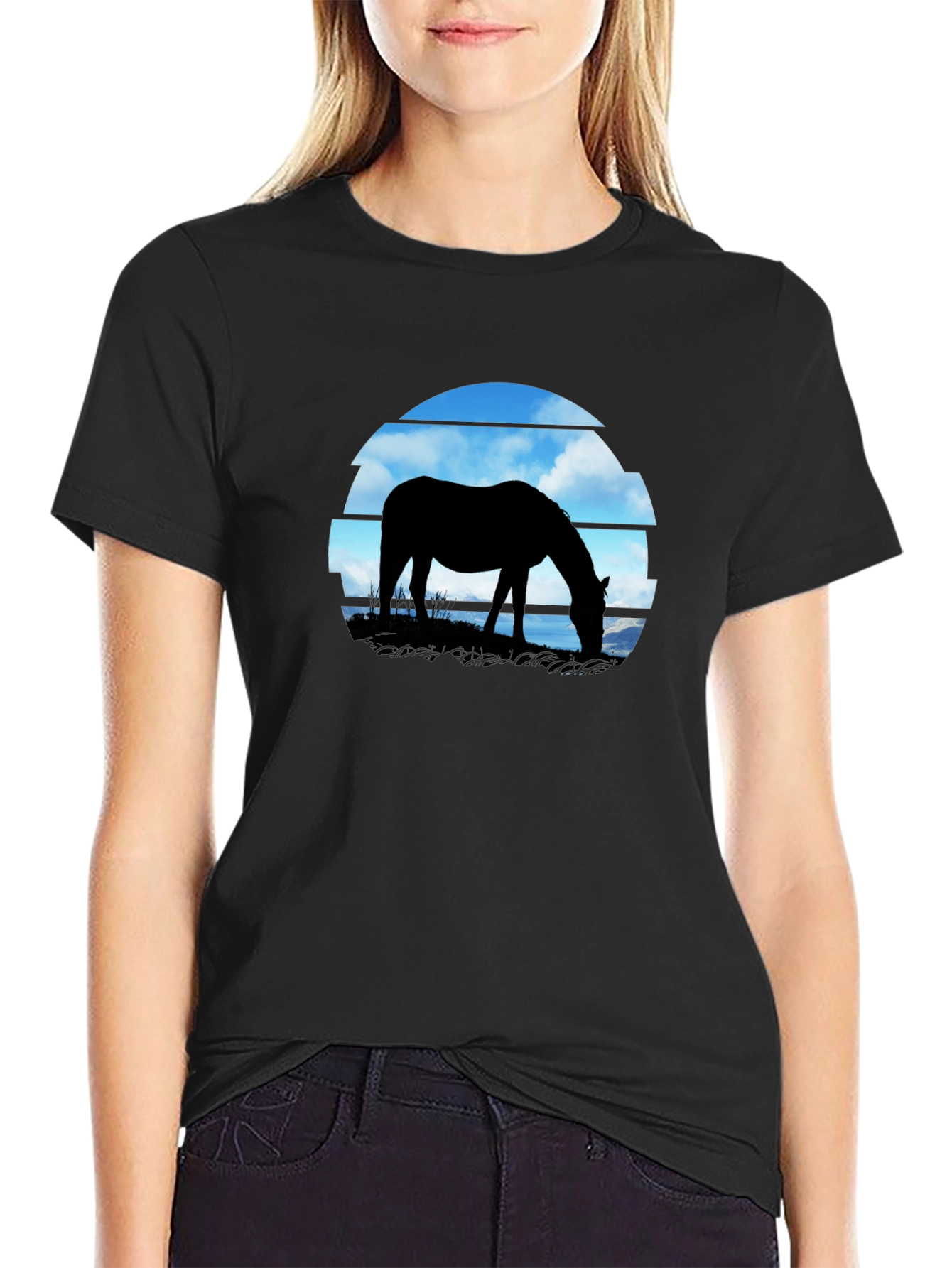 Horse Silhouette Graphic Tee - Nature Inspired Shirt