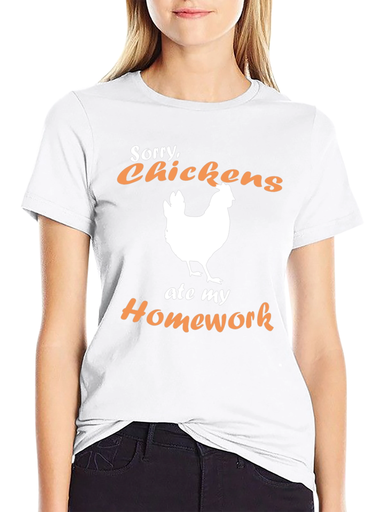 Funny Chicken Ate My Homework Graphic T-Shirt