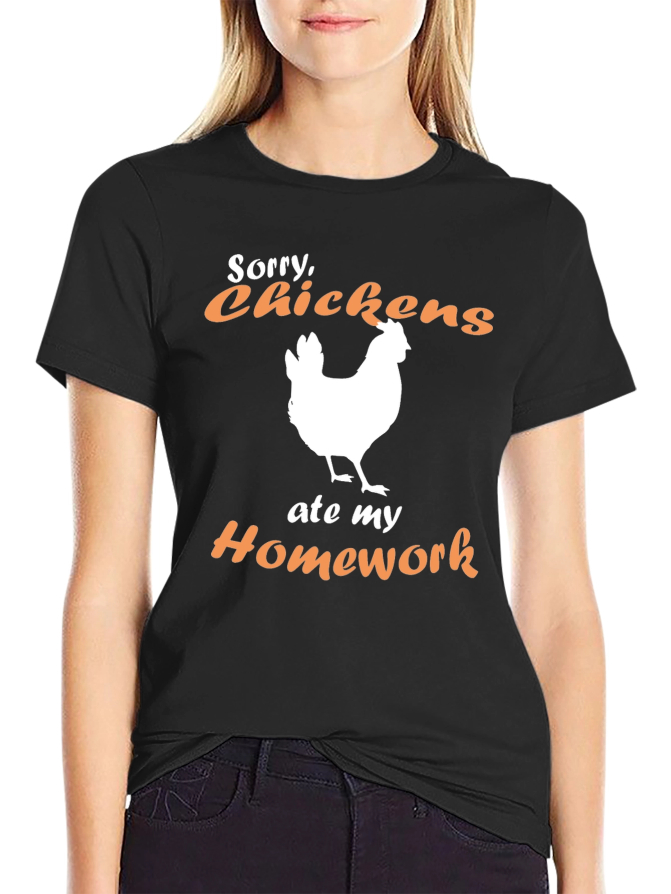 Funny Chicken Ate My Homework Graphic T-Shirt