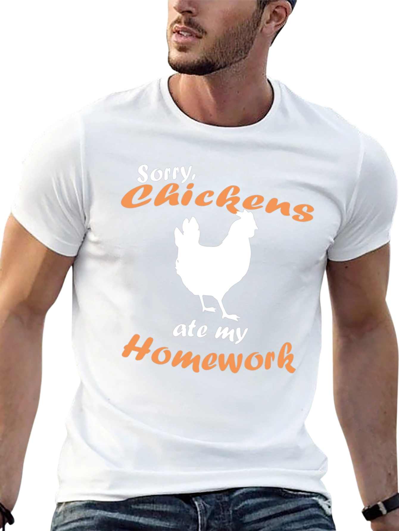 Funny Chicken Ate My Homework Graphic T-Shirt