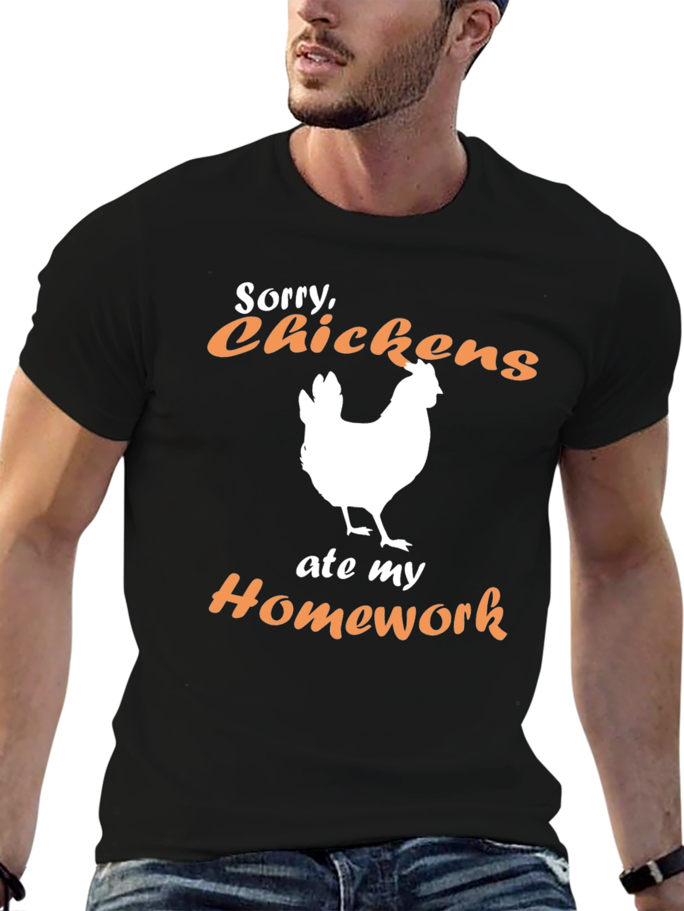 Funny Chicken Ate My Homework Graphic T-Shirt