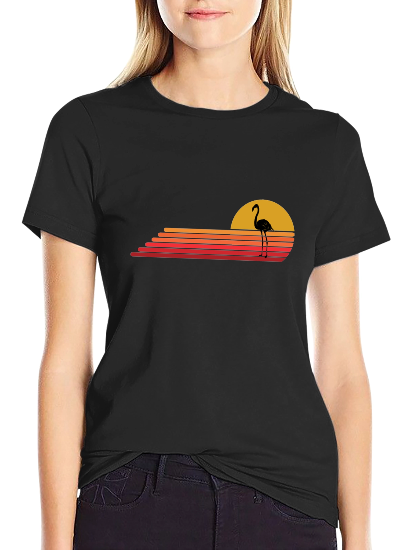 Retro Flamingo Sunset Graphic Tee