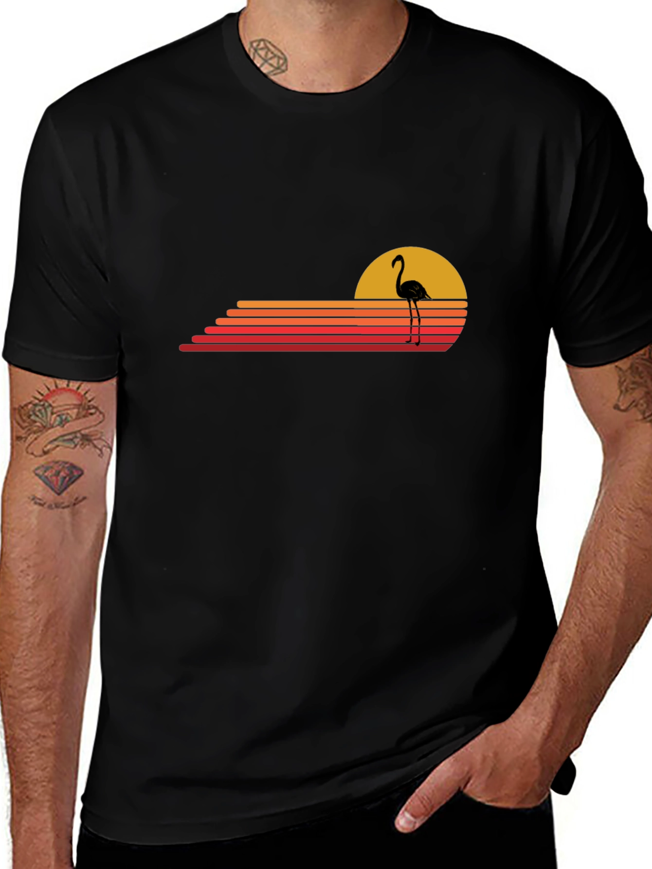 Retro Flamingo Sunset Graphic Tee