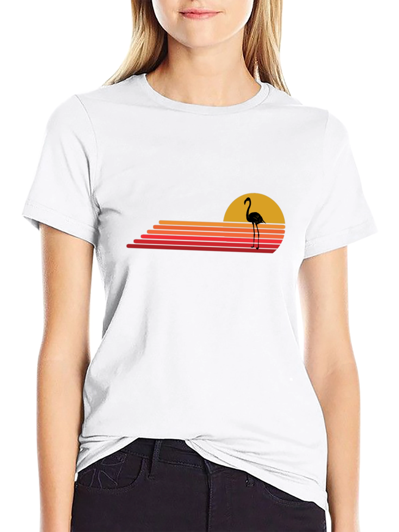 Retro Flamingo Sunset Graphic Tee