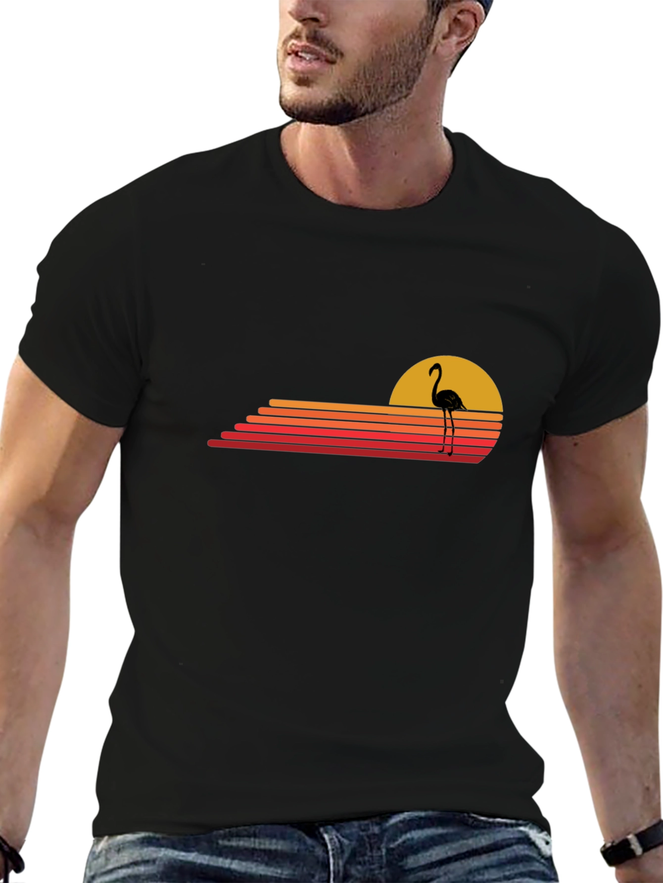 Retro Flamingo Sunset Graphic Tee