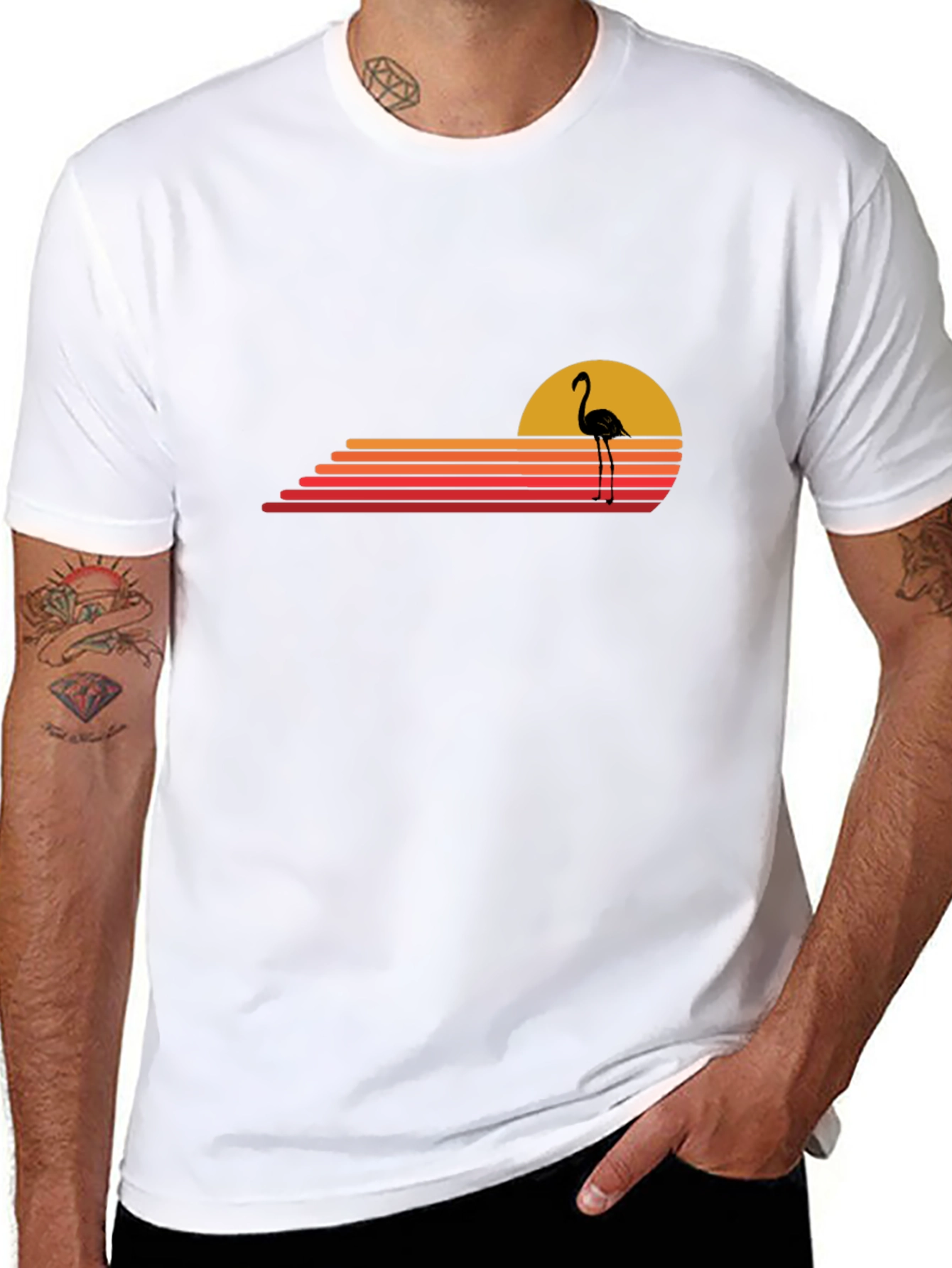 Retro Flamingo Sunset Graphic Tee