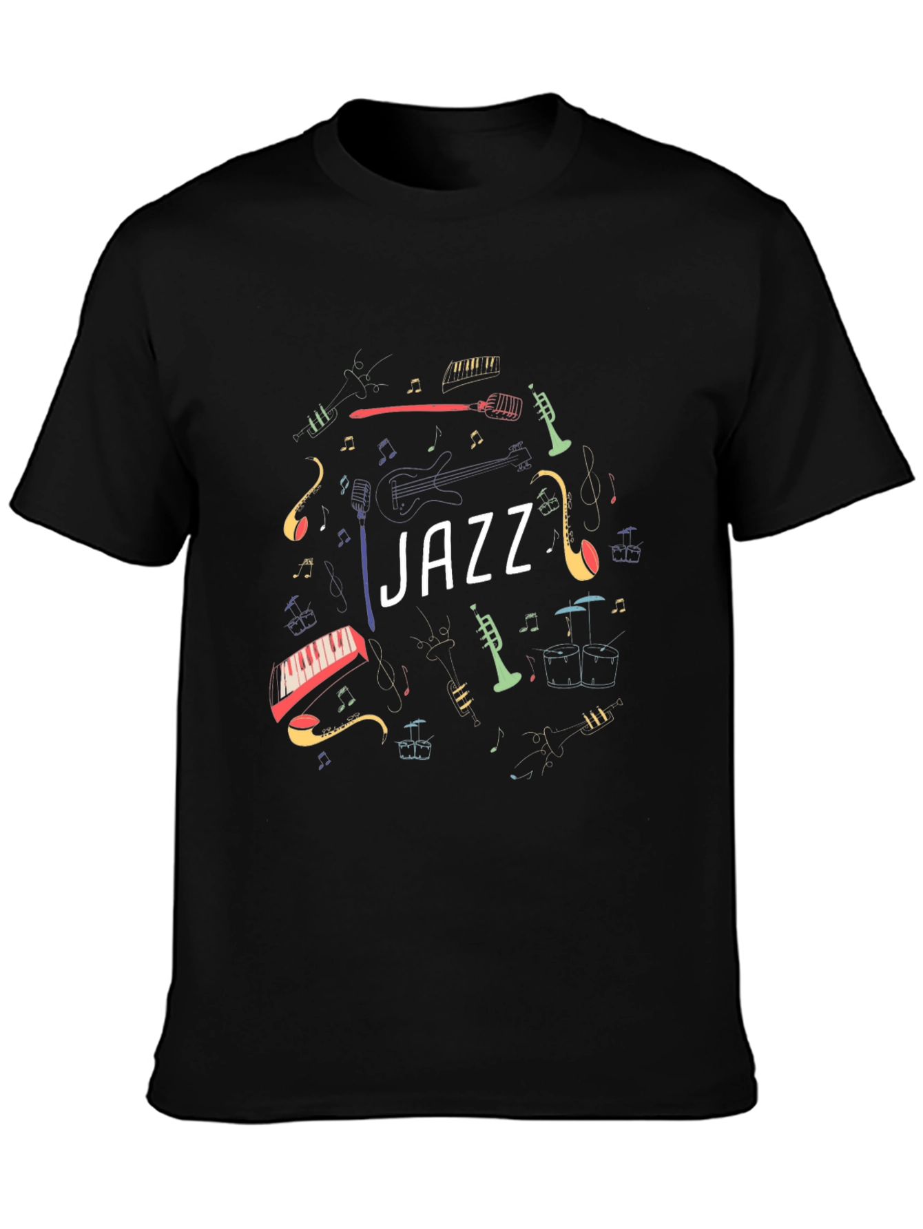 Jazz Music Instrument Graphic Black T-Shirt