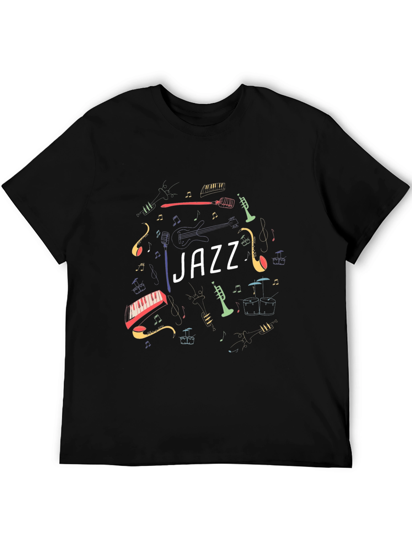Jazz Music Instrument Graphic Black T-Shirt