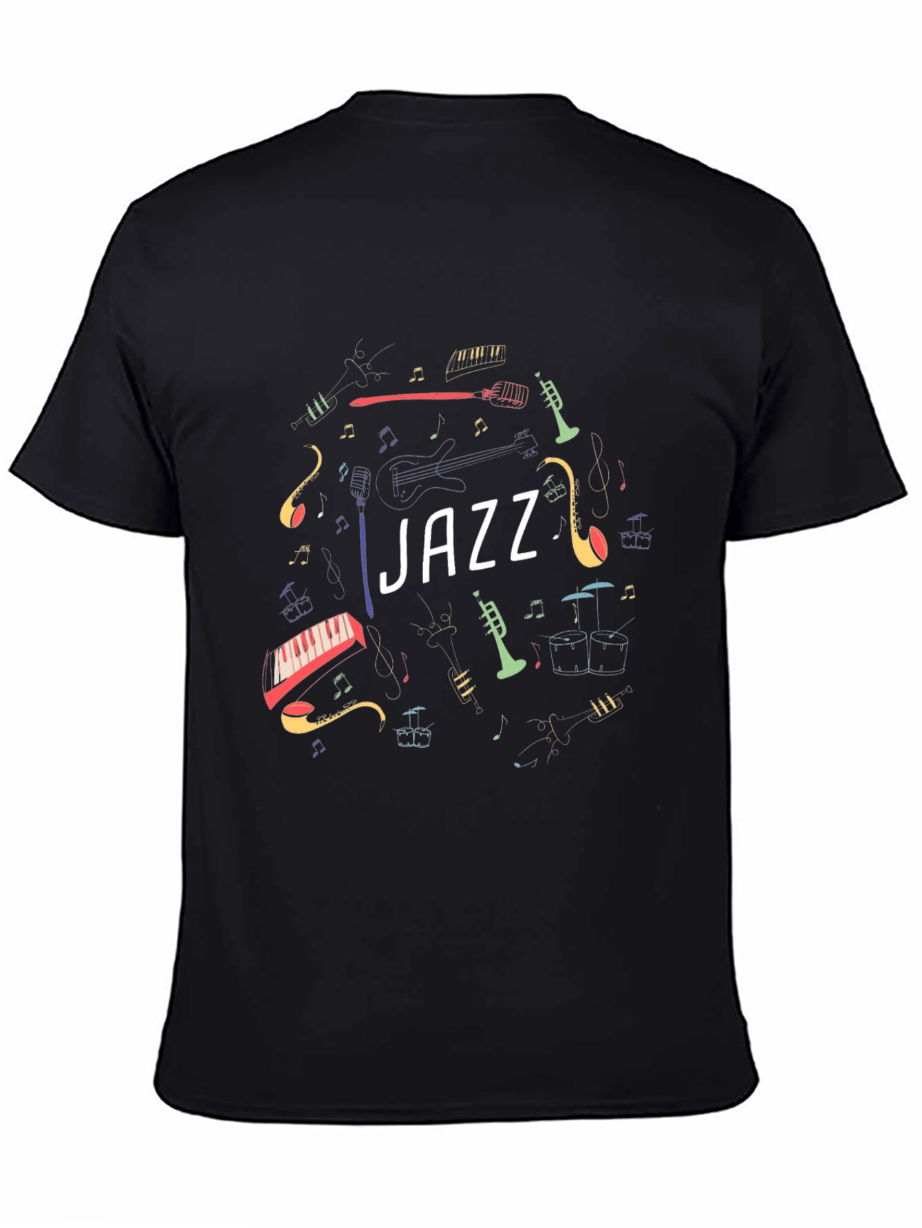 Jazz Music Instrument Graphic Black T-Shirt