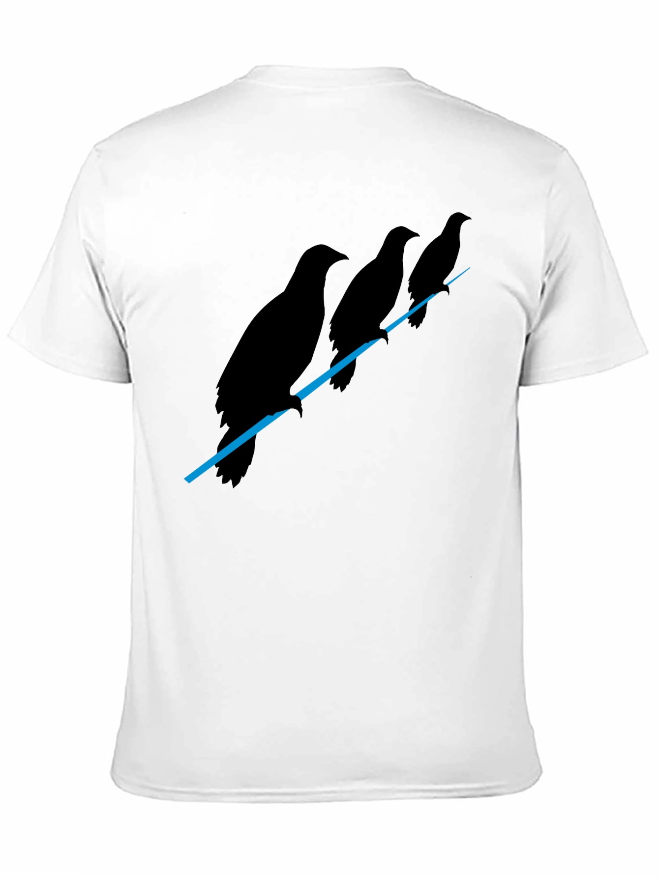 Mens Black Raven Birds on Wire Graphic T-Shirt