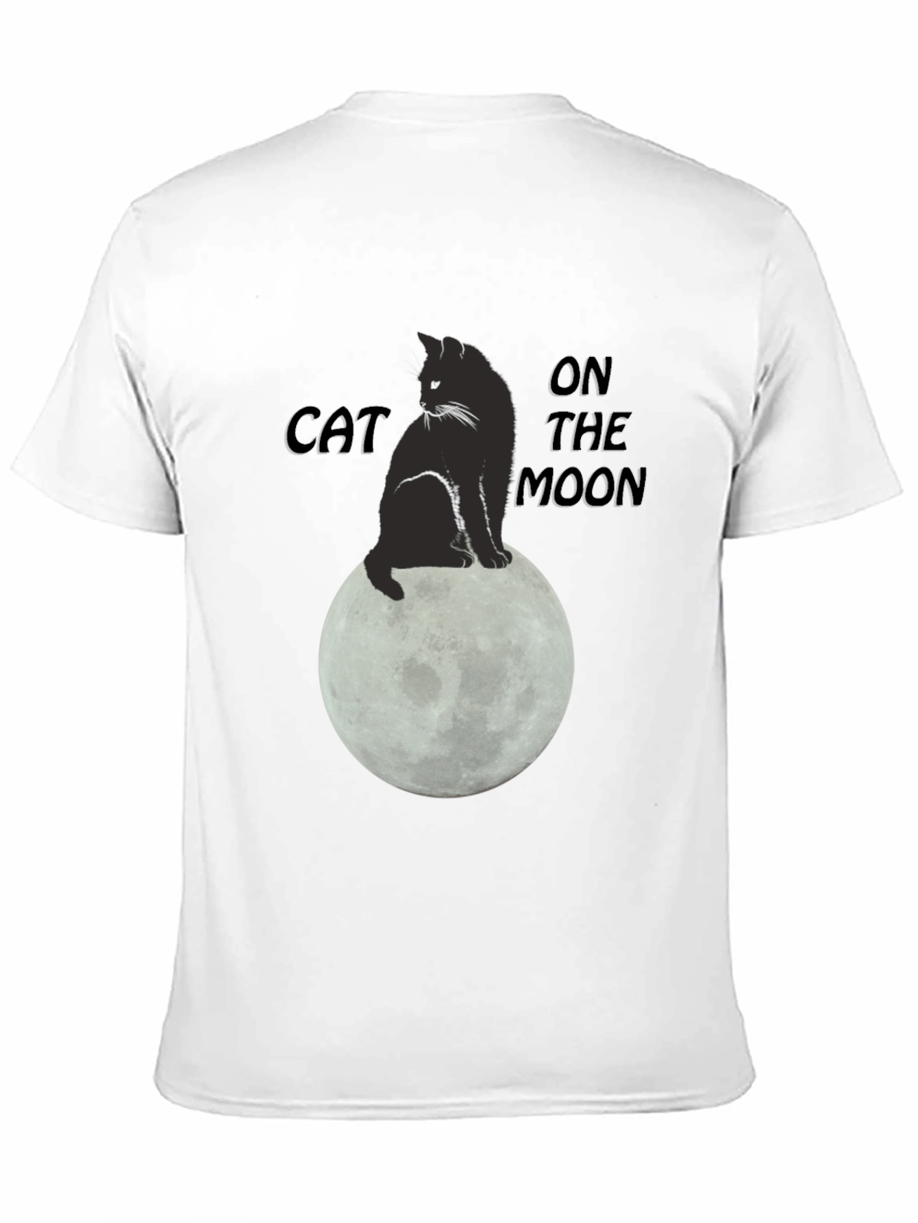 Cat On The Moon Graphic T-Shirt - Black