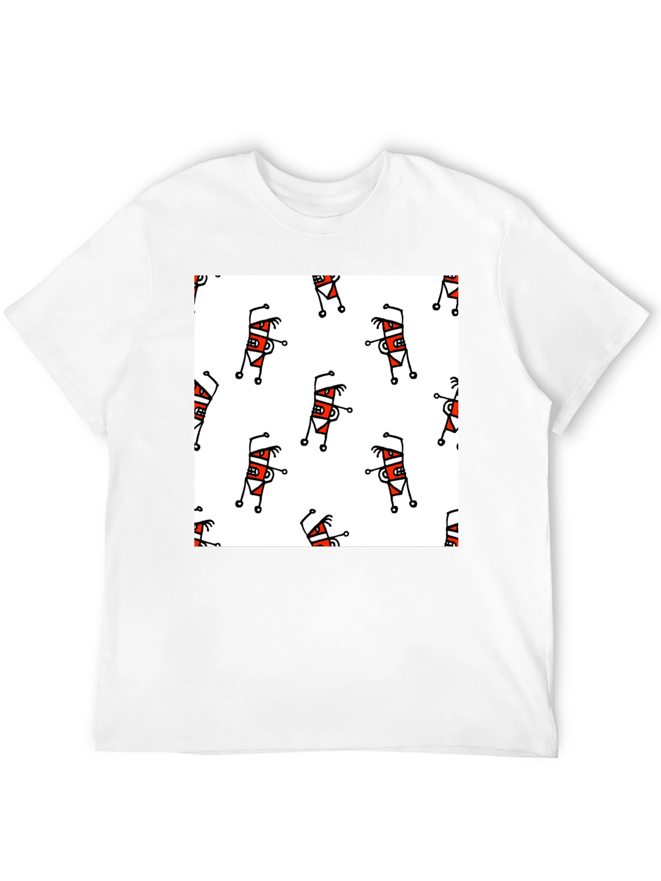 Funky Cartoon Pattern T-Shirt - Black