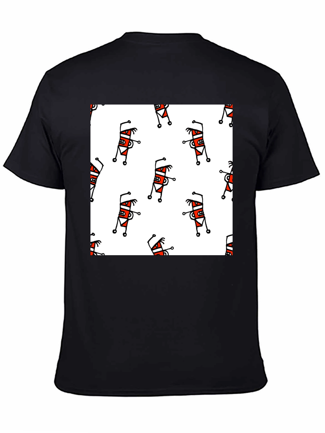 Funky Cartoon Pattern T-Shirt - Black
