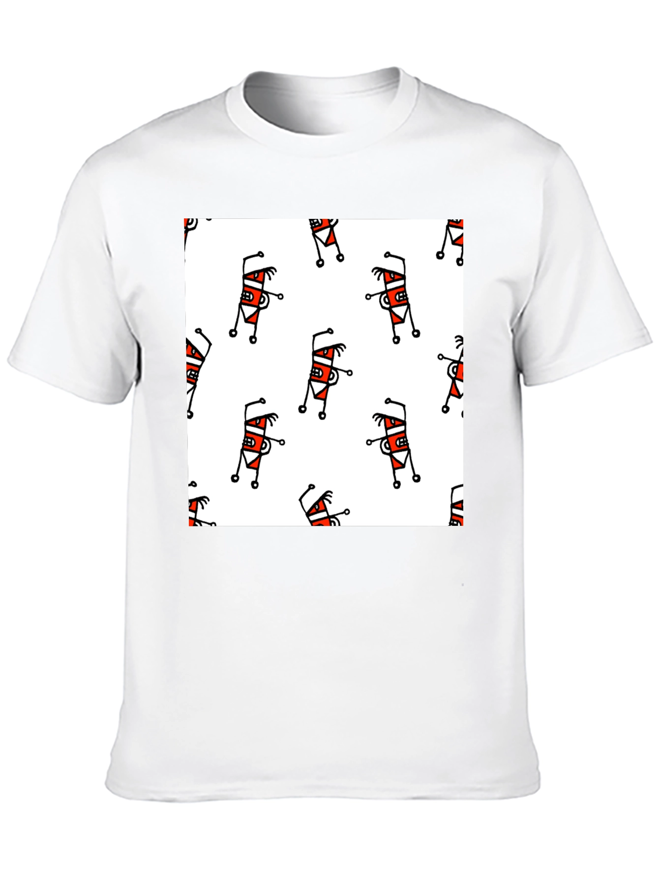 Funky Cartoon Pattern T-Shirt - Black