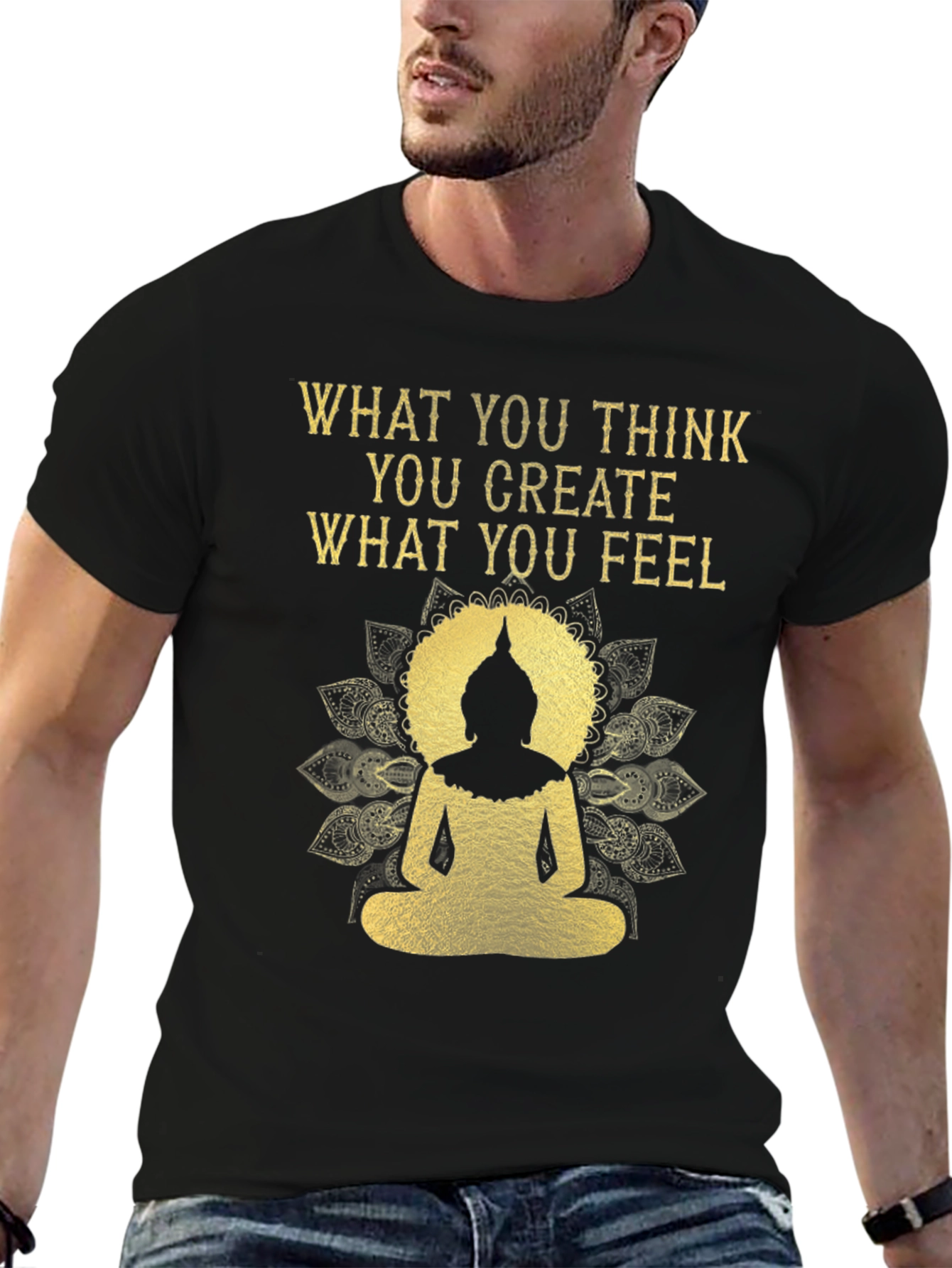 Inspirational Buddha Graphic Tee - Black