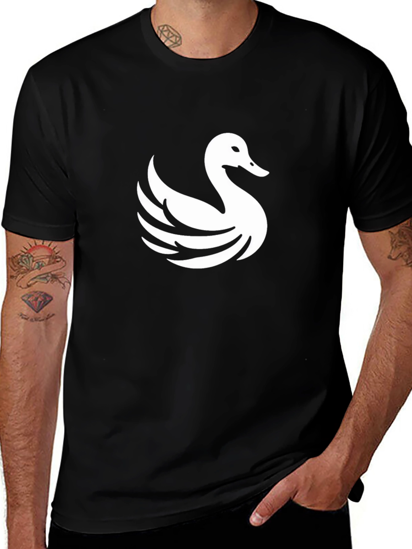Swan Graphic Black T-Shirt