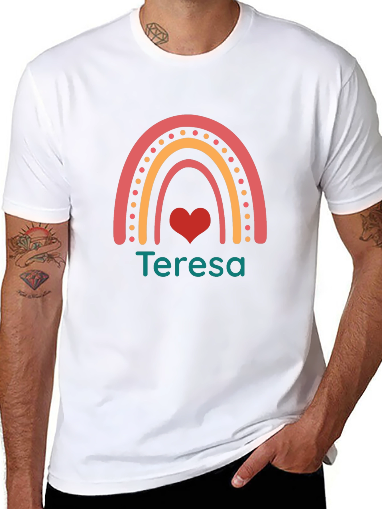Teresa Personalized Rainbow Heart T-Shirt