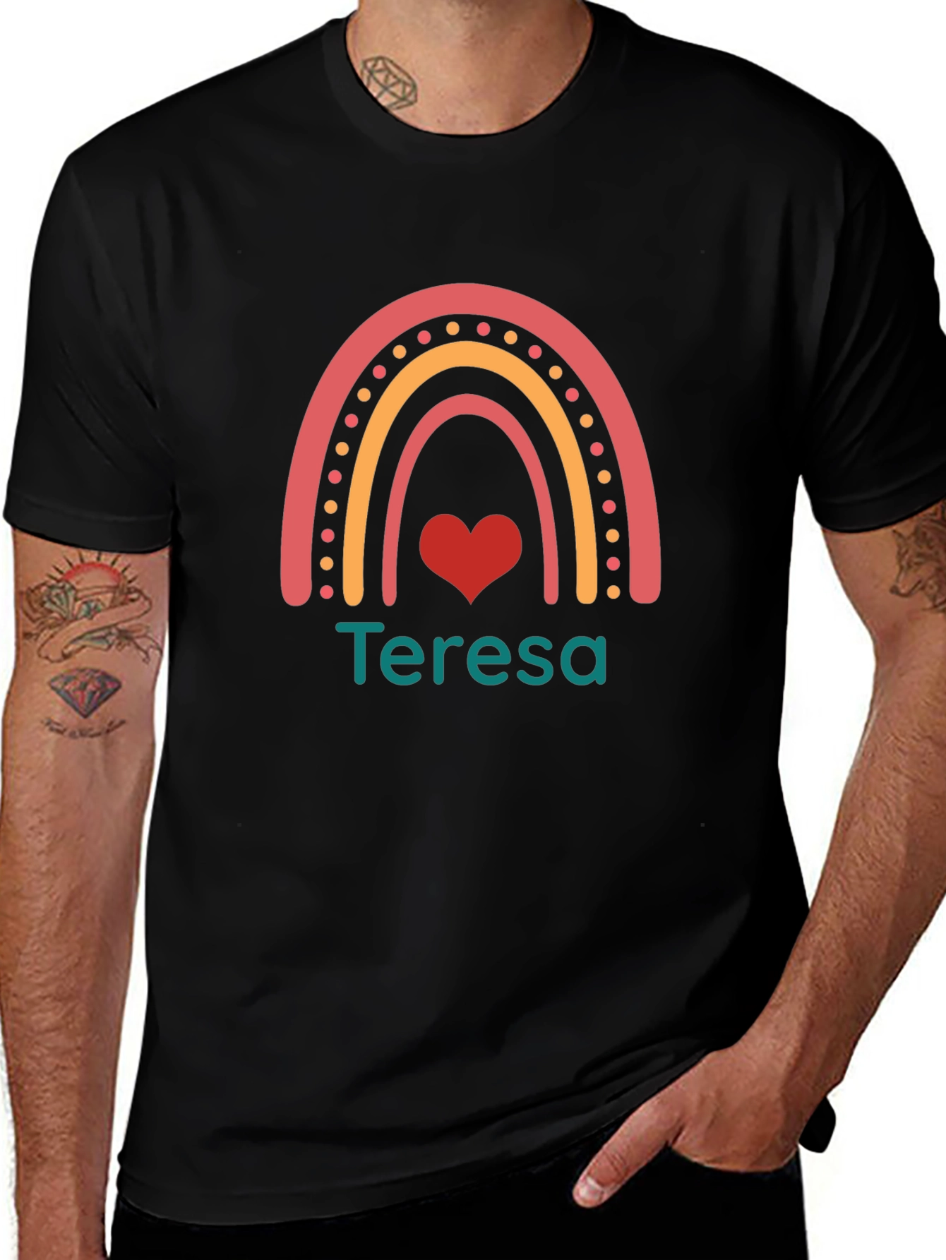 Teresa Personalized Rainbow Heart T-Shirt