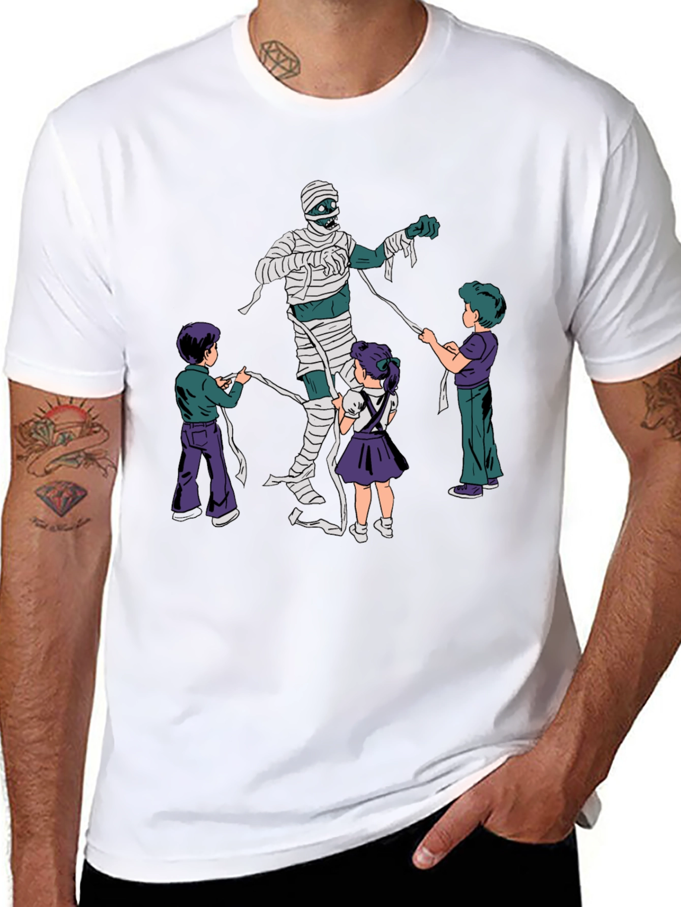 Mummy Wrap Graphic Tee - Fun Halloween T-Shirt