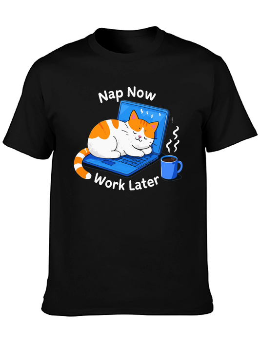 Nap Now Work Later Cat T-Shirt