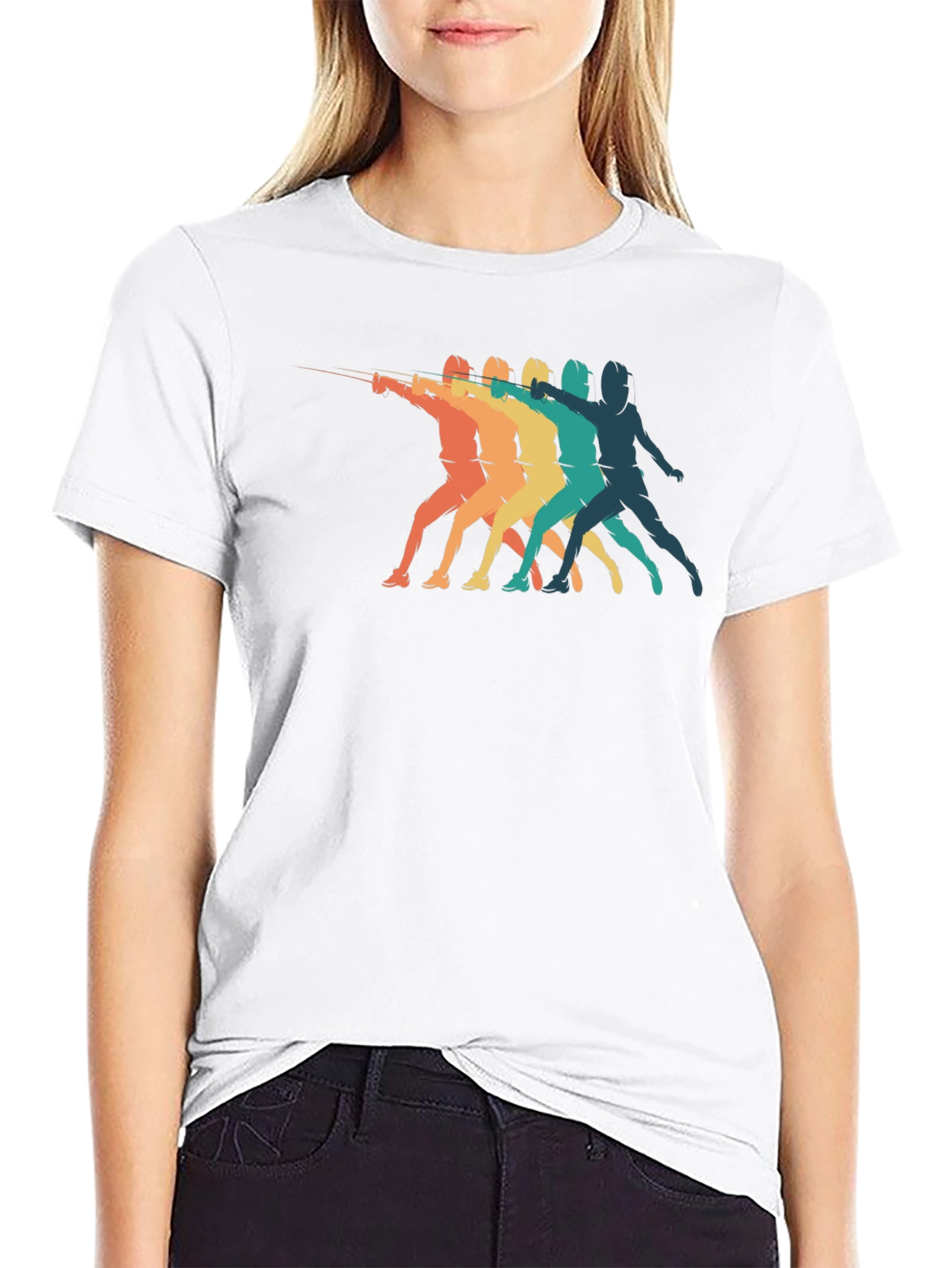 Retro Fencing Silhouette Graphic T-Shirt