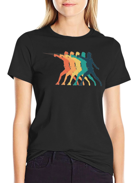 Retro Fencing Silhouette Graphic T-Shirt