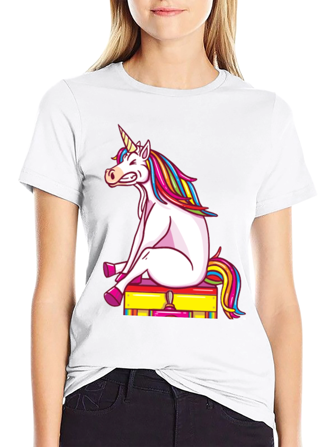 Unicorn on Luggage Funny Graphic Tee