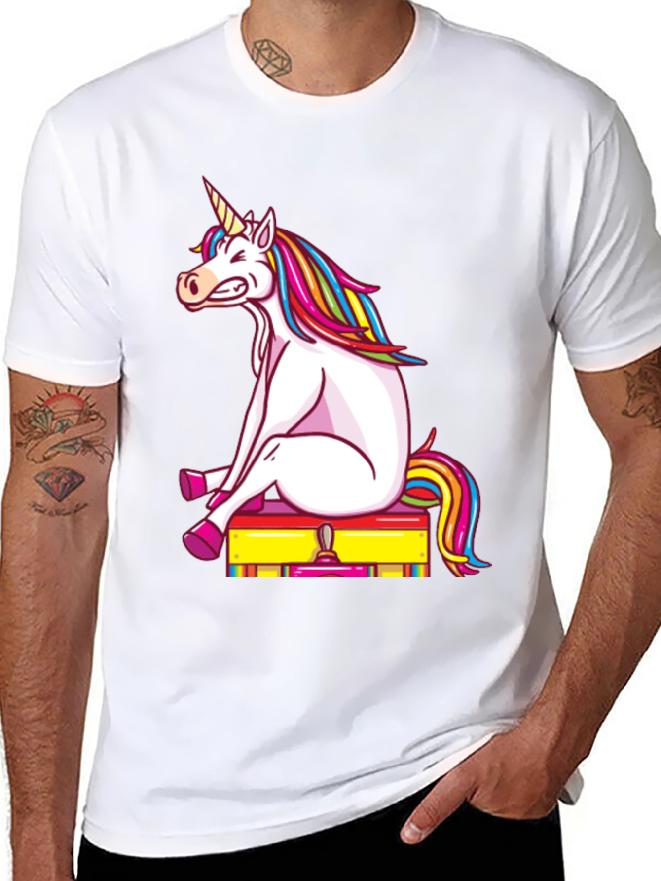 Unicorn on Luggage Funny Graphic Tee