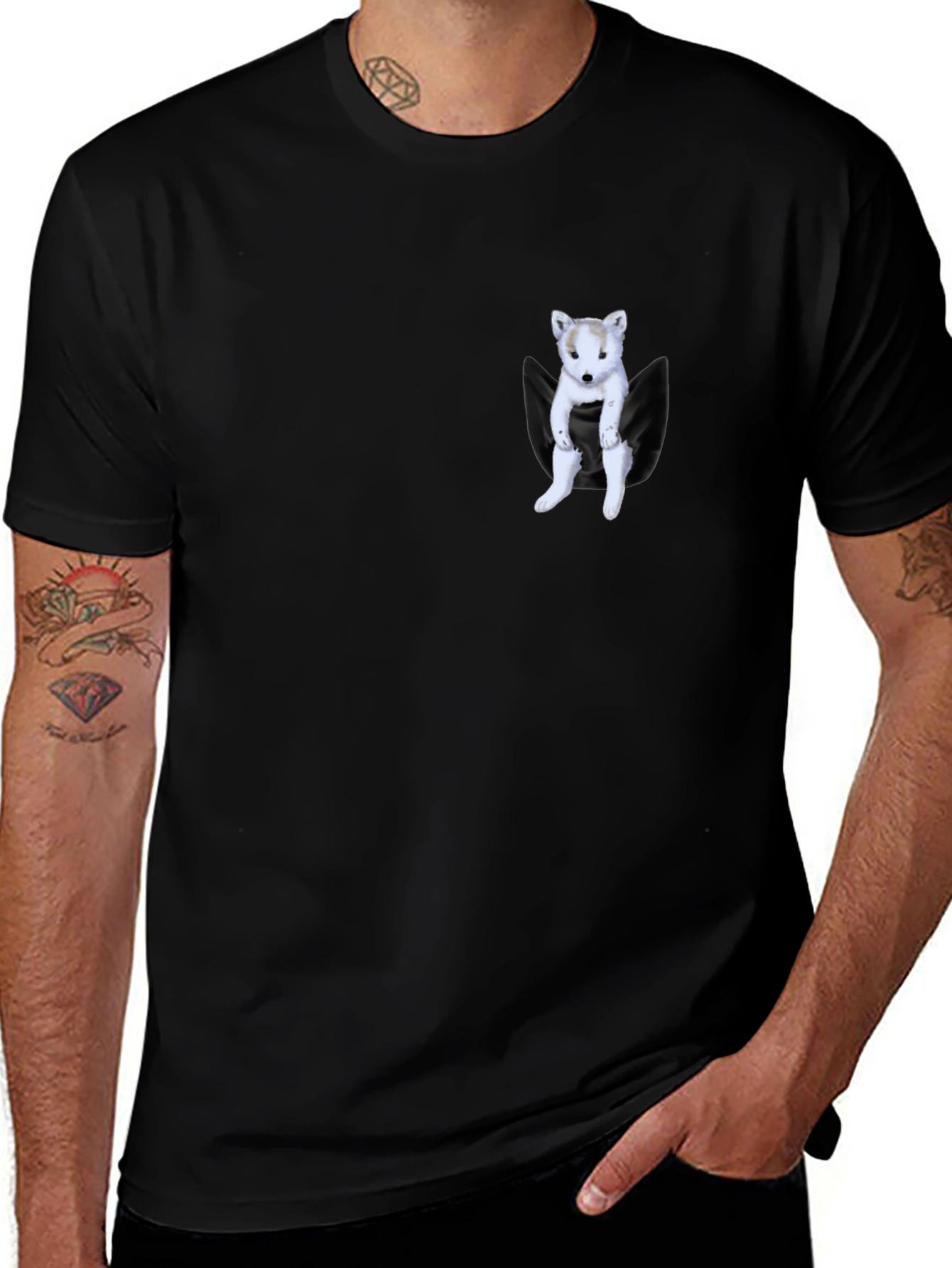 Pocket Puppy Black T-Shirt