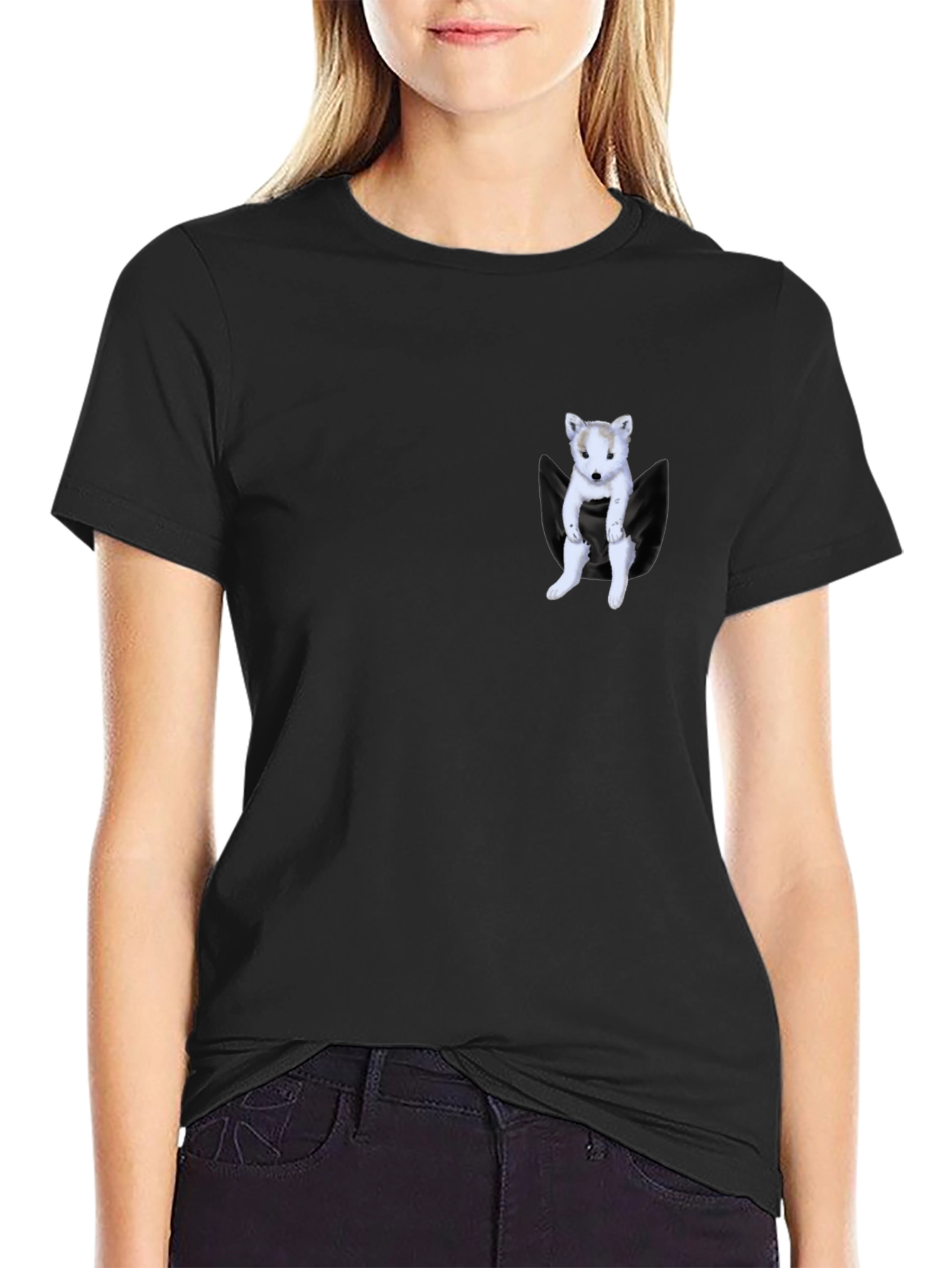 Pocket Puppy Black T-Shirt