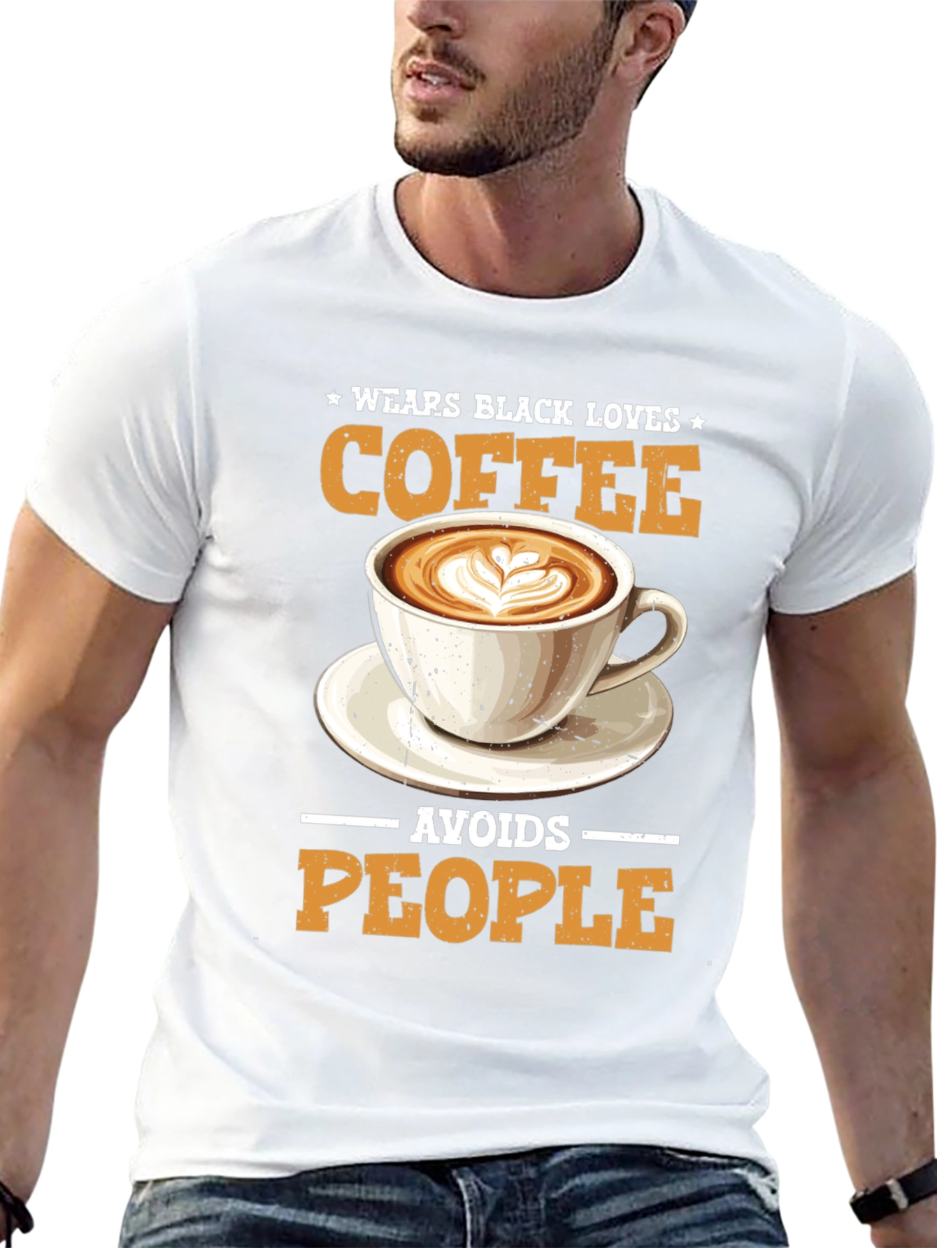 Wear Black Loves Coffee Avoids People T-Shirt