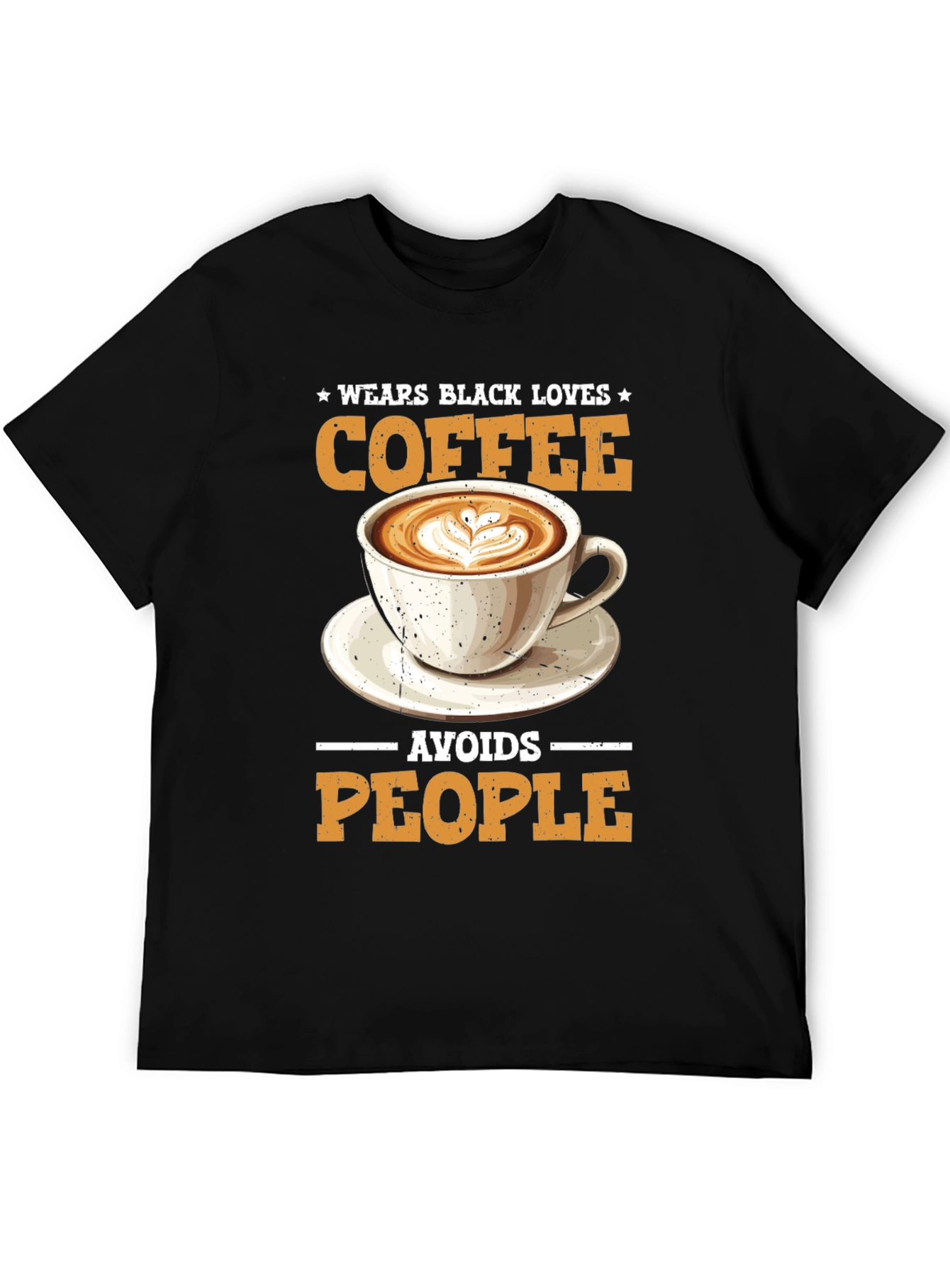 Wear Black Loves Coffee Avoids People T-Shirt