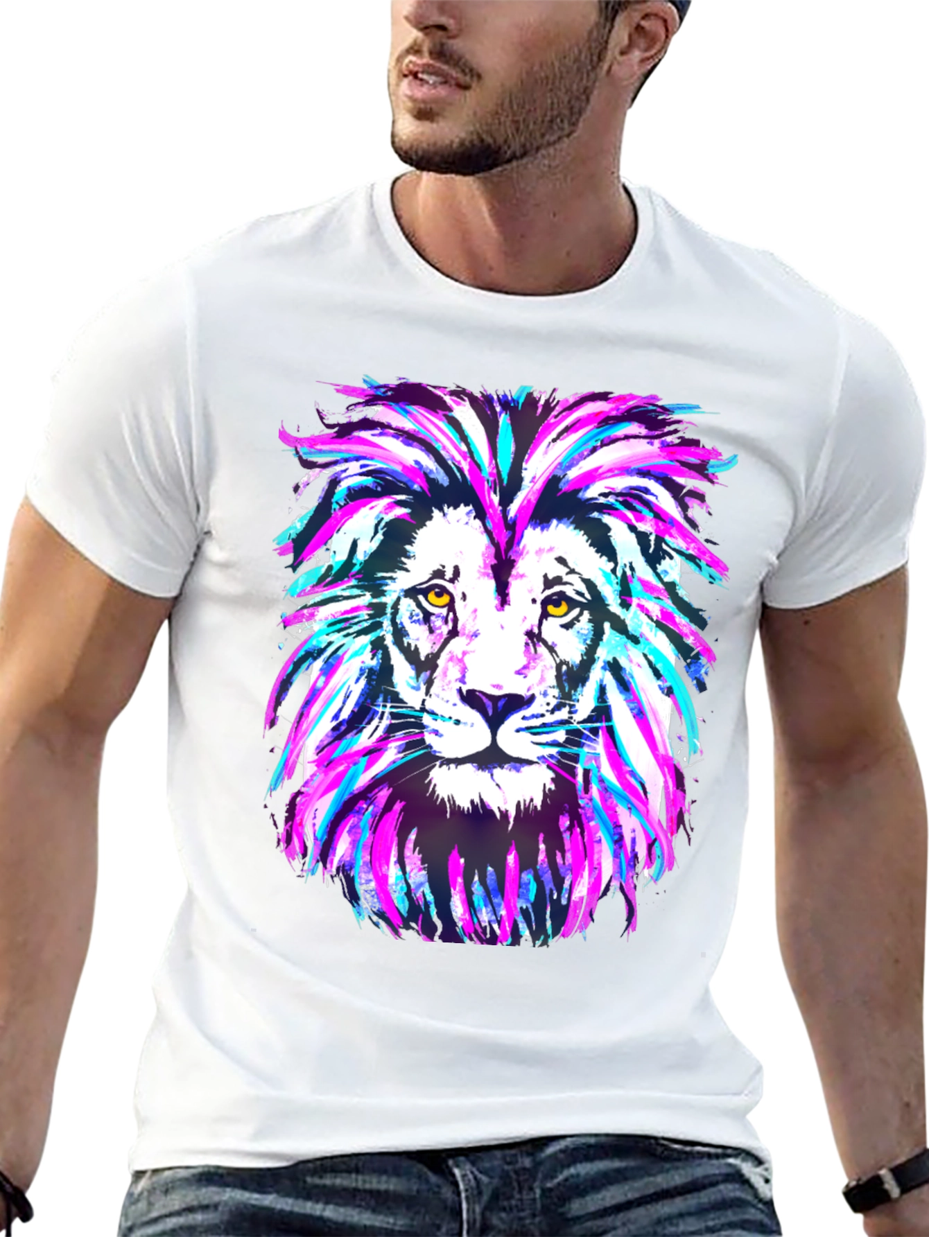 Neon Lion Graphic T-Shirt