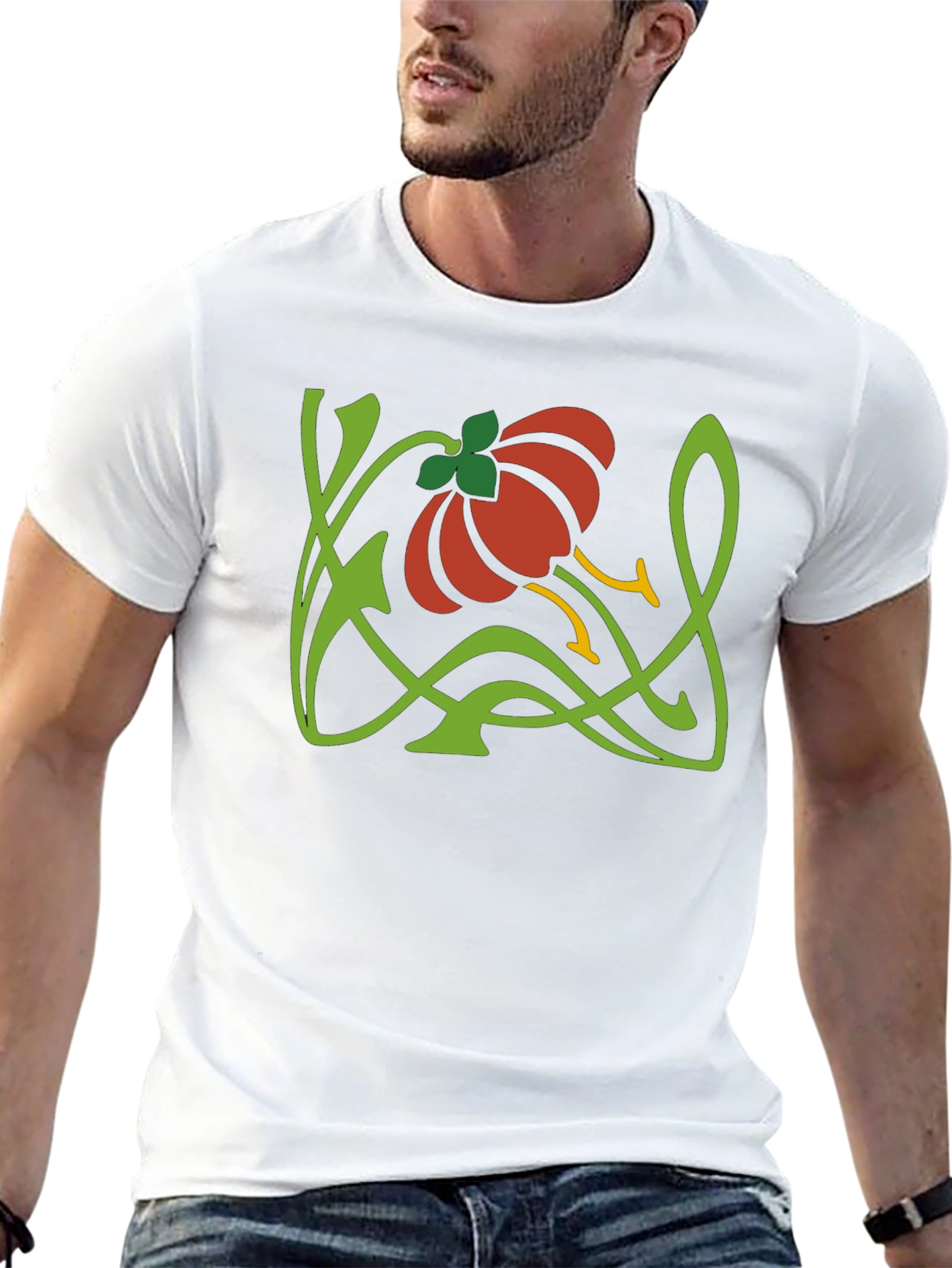 Art Nouveau Floral T-Shirt - Stylish Design