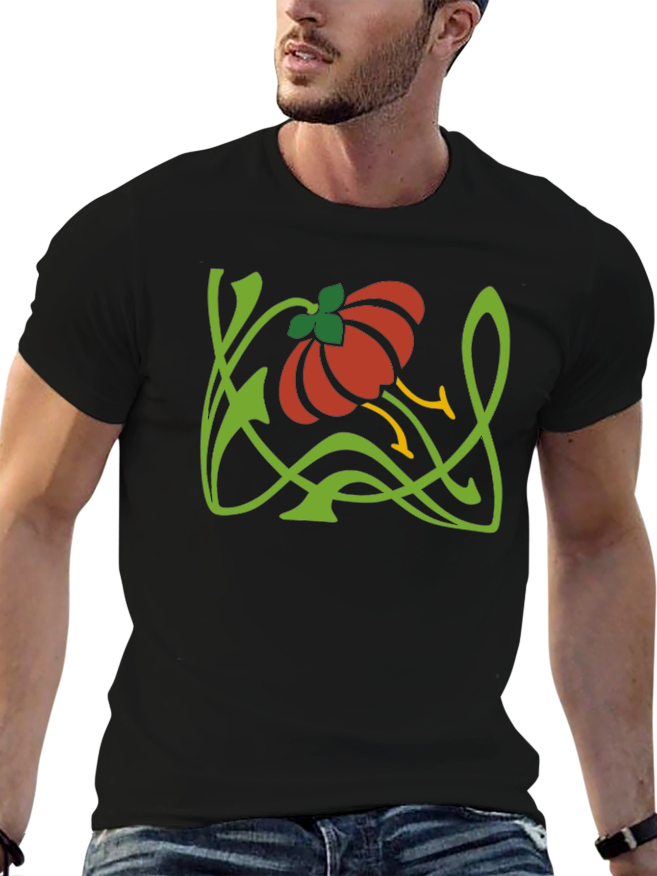 Art Nouveau Floral T-Shirt - Stylish Design