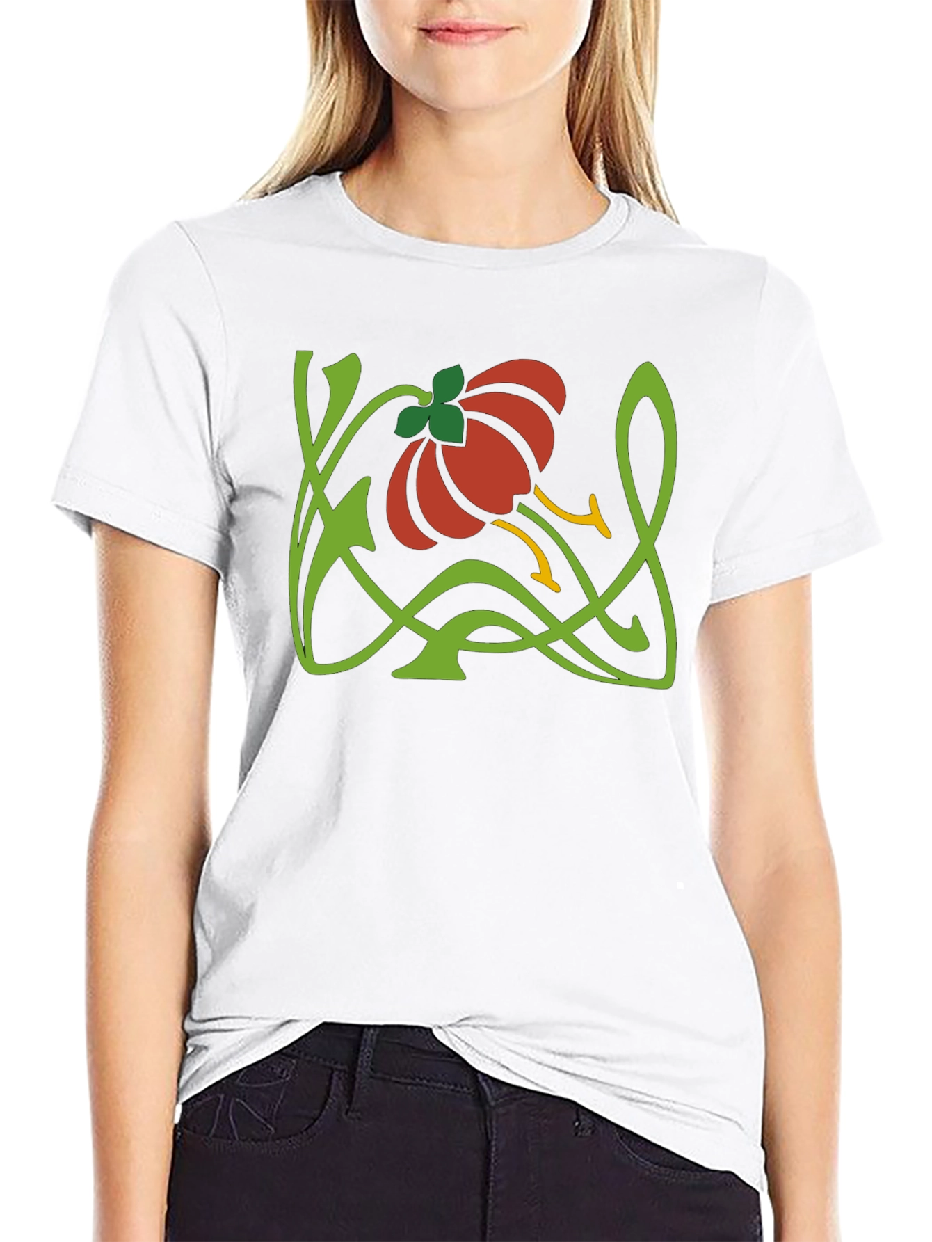 Art Nouveau Floral T-Shirt - Stylish Design