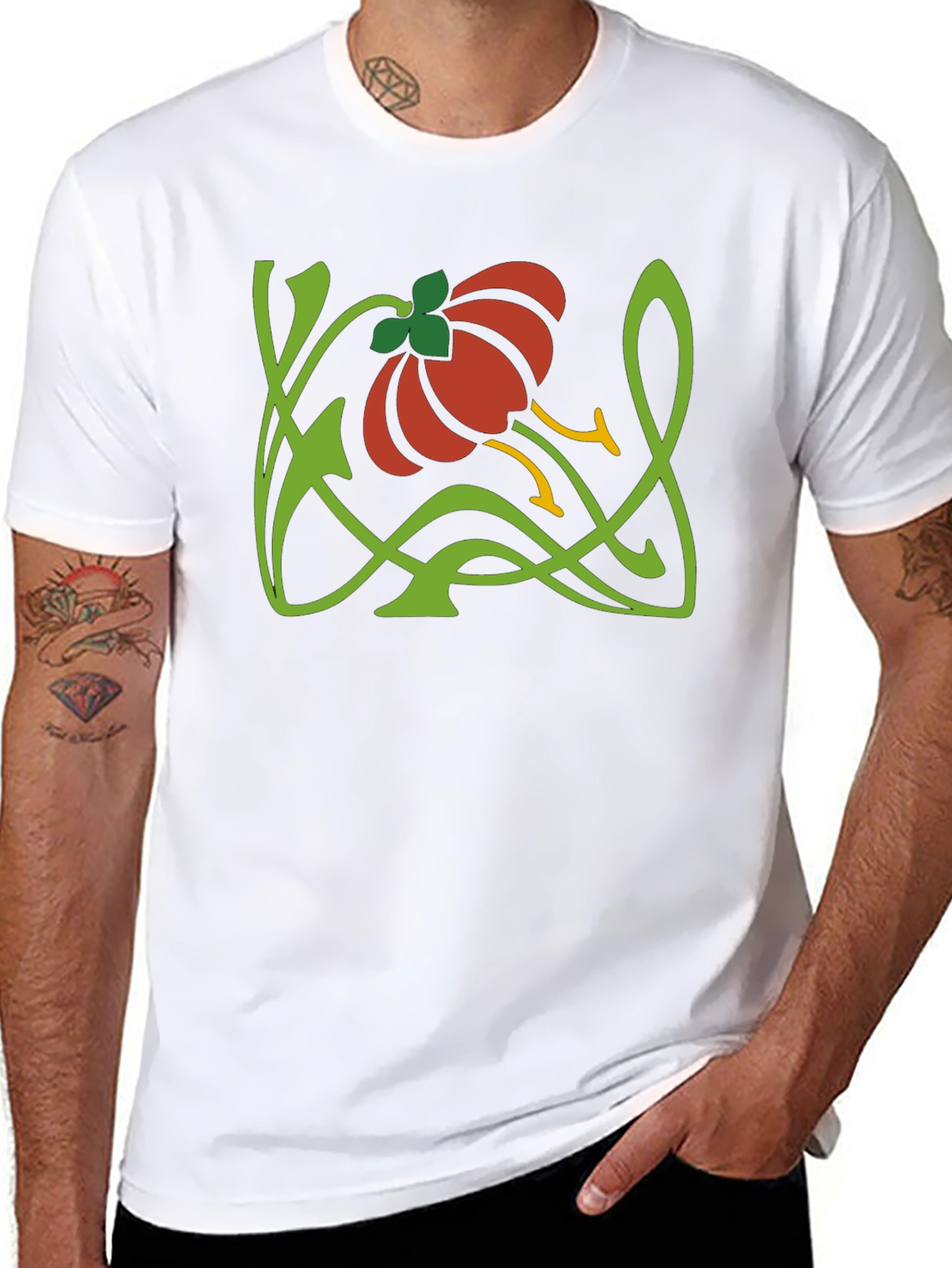 Art Nouveau Floral T-Shirt - Stylish Design