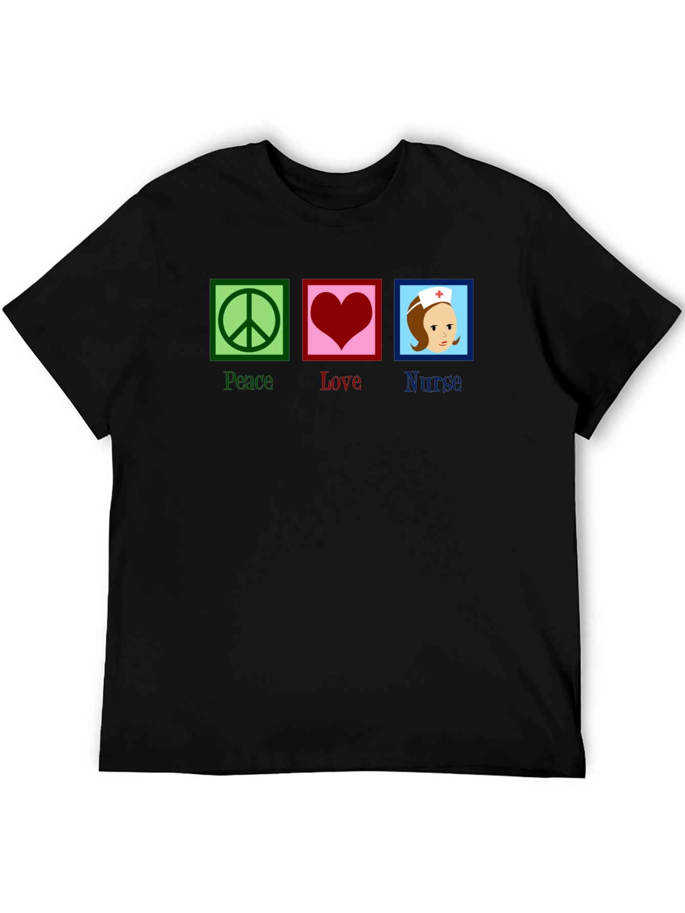 Peace Love Nurse T-Shirt - Black Cotton Tee